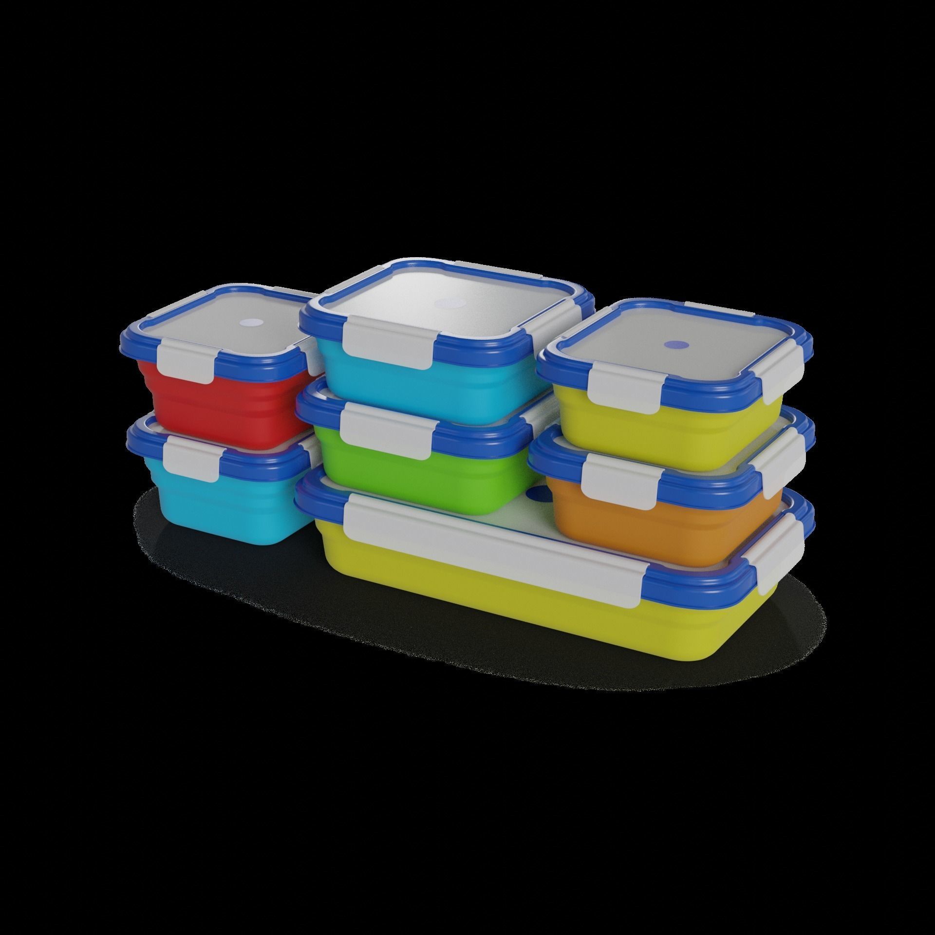 Food storage containers Collapsible Food Storage Containers 3D model_1