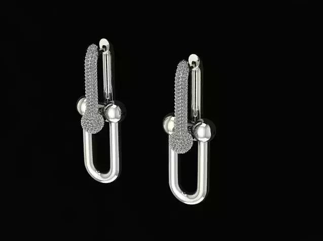 Tiffany  type  earrings with xlarge links  3d model