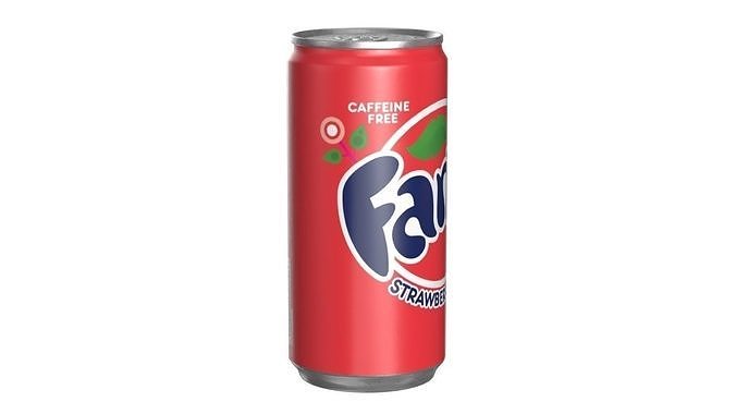 Fanta Strawberry Drink Can Slim 190ml 01 Low-poly 3D model 2