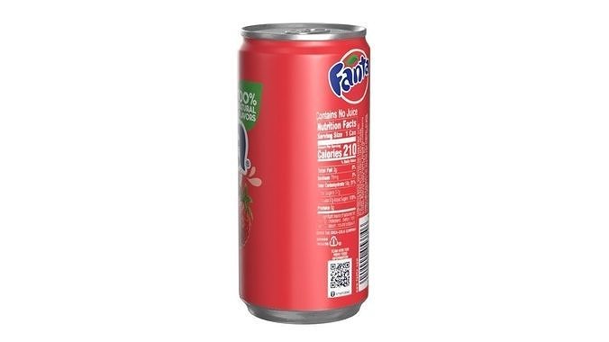 Fanta Strawberry Drink Can Slim 190ml 01 Low-poly 3D model 5