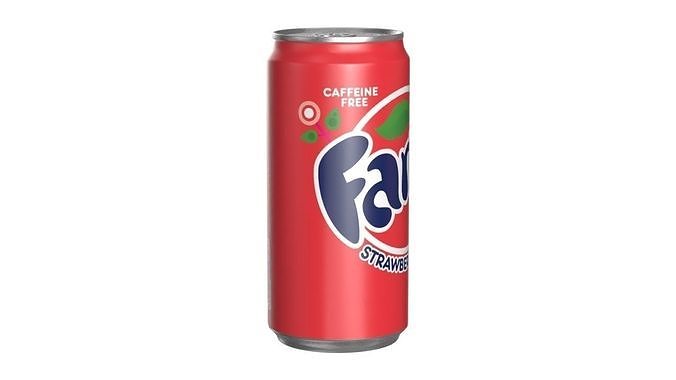 Fanta Strawberry Drink Can Sleek 250ml 04 Low-poly 3D model 2
