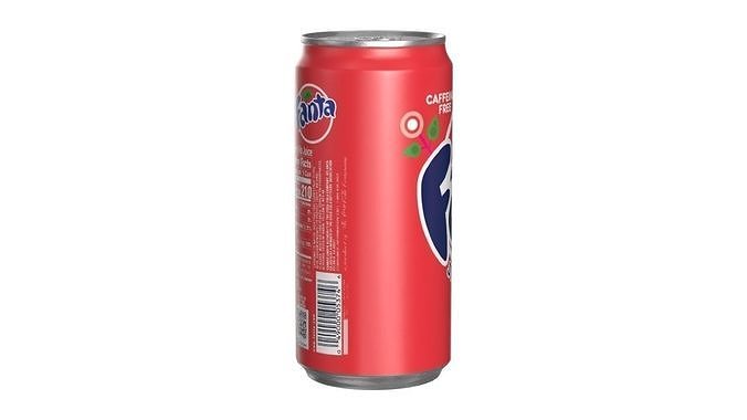 Fanta Strawberry Drink Can Sleek 250ml 04 Low-poly 3D model 3