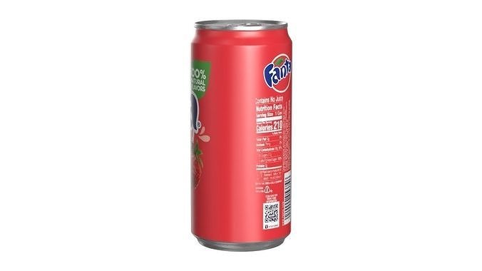 Fanta Strawberry Drink Can Sleek 250ml 04 Low-poly 3D model 5