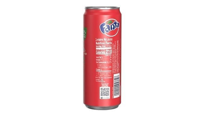 Fanta Strawberry Drink Can Sleek 330ml 07 Low-poly 3D model 5