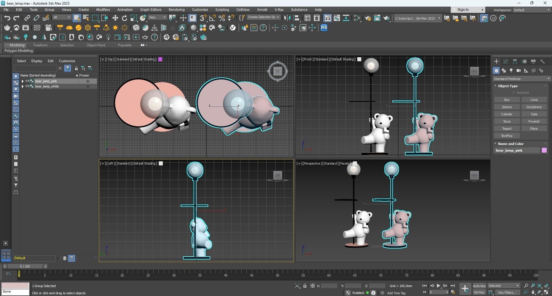 Floor lamp bear 3D model_1