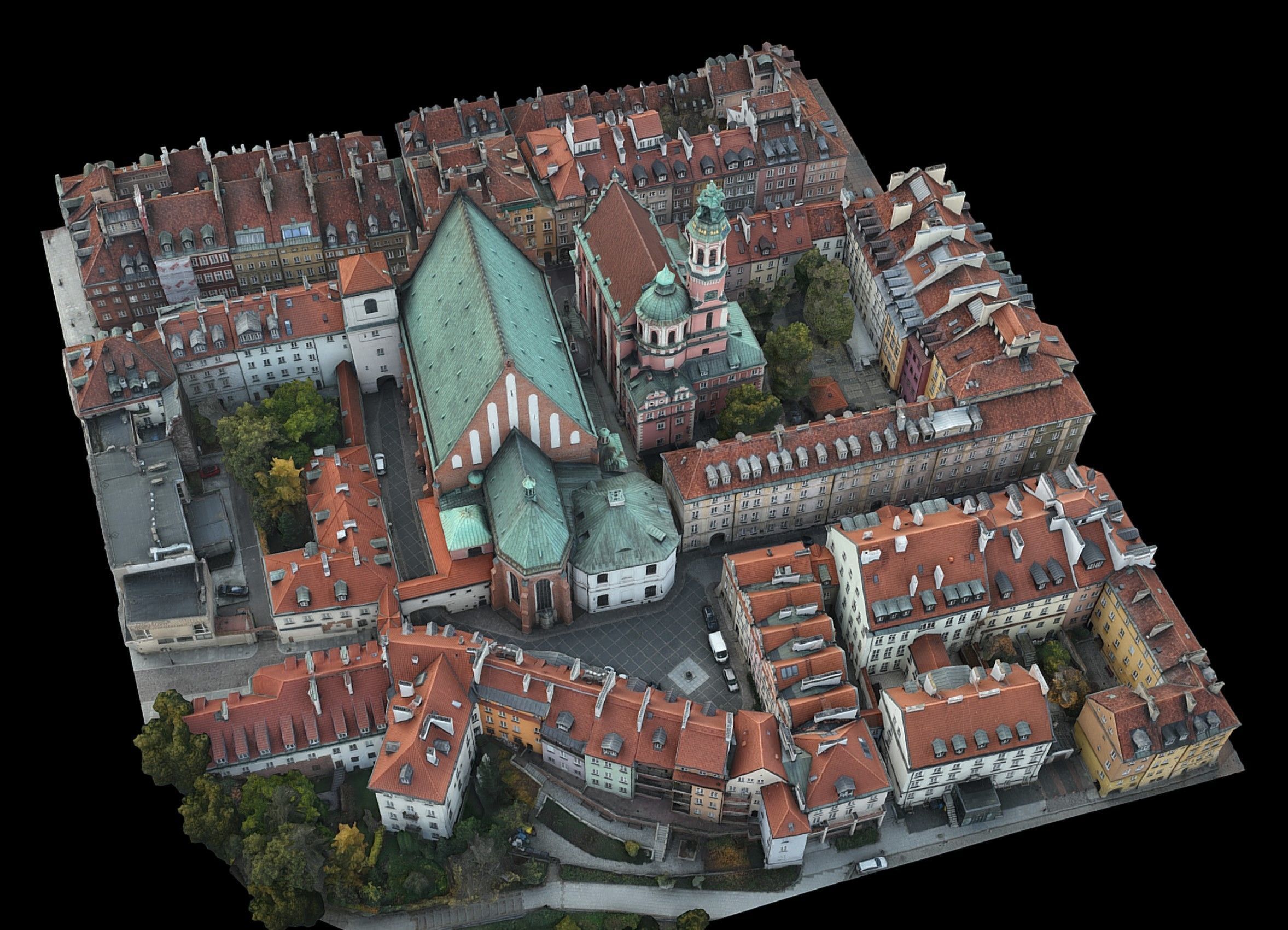 city sector middle ages town cathedral drone photogrammetry Low-poly 3D model_3
