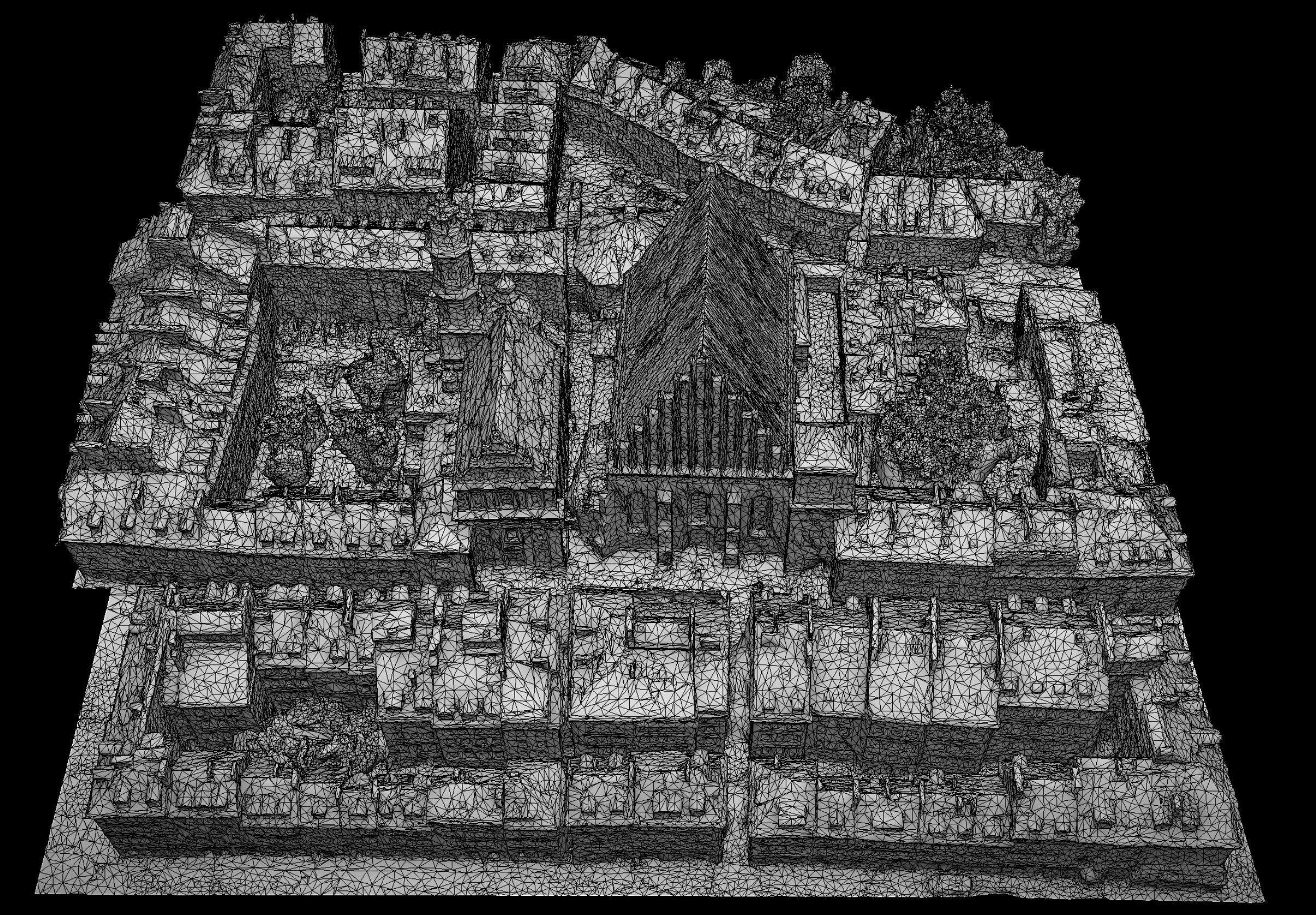 city sector middle ages town cathedral drone photogrammetry Low-poly 3D model_5