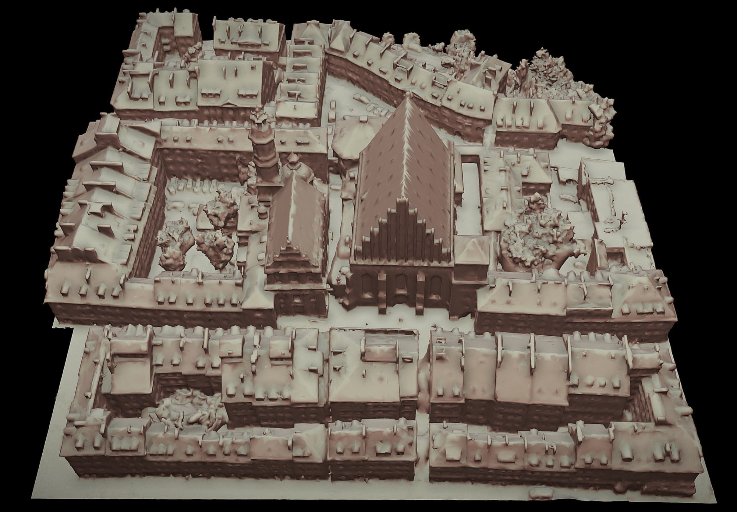 city sector middle ages town cathedral drone photogrammetry Low-poly 3D model_4