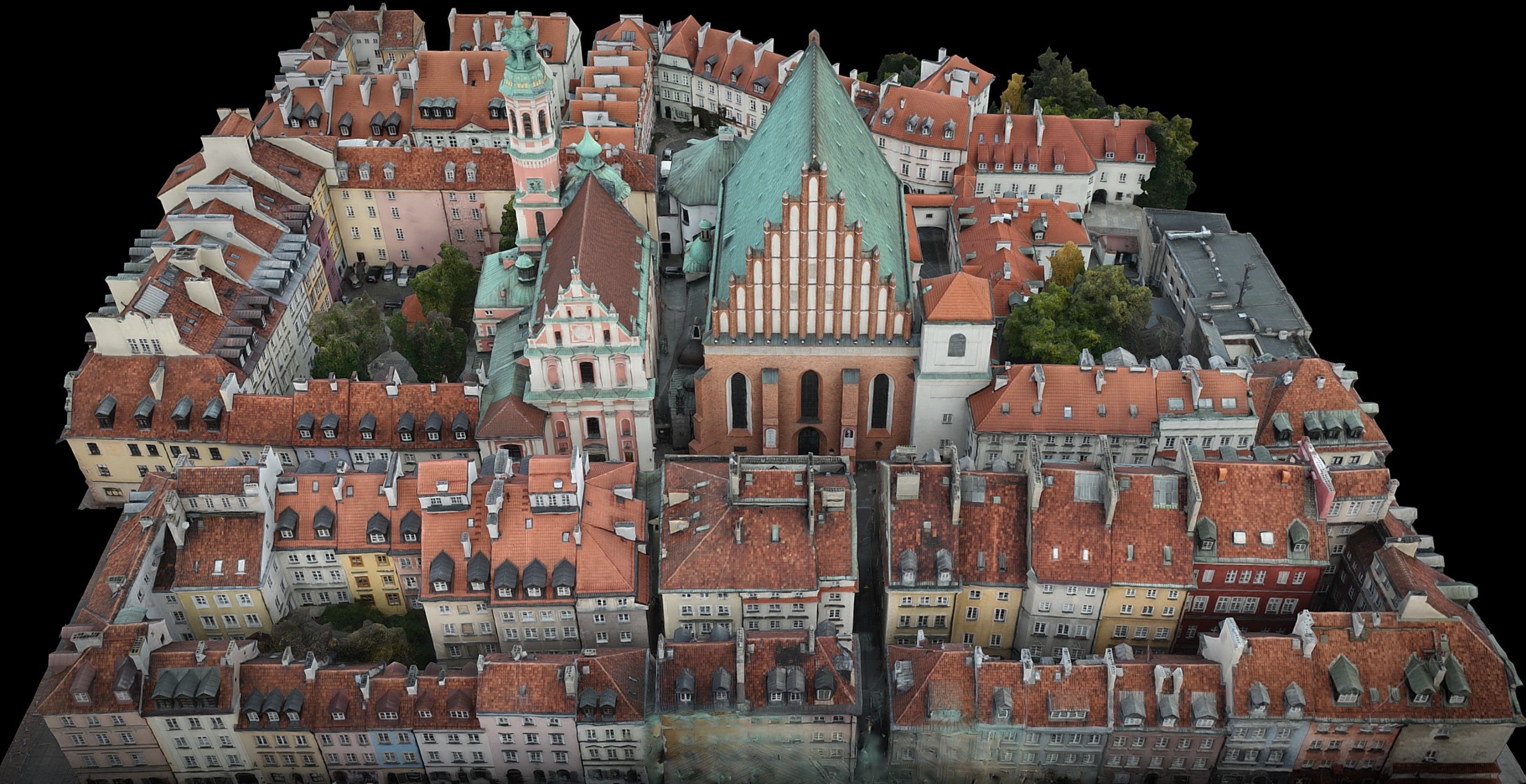 city sector middle ages town cathedral drone photogrammetry Low-poly 3D model_1
