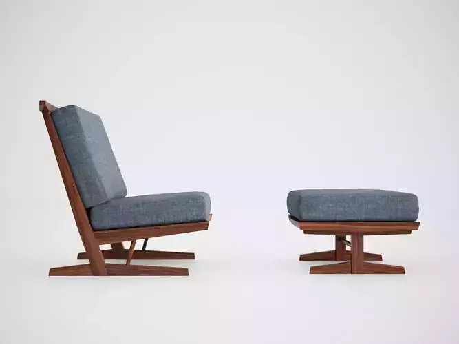 Conoid Cushion Chair and Ottoman George Nakashima Woodworkers