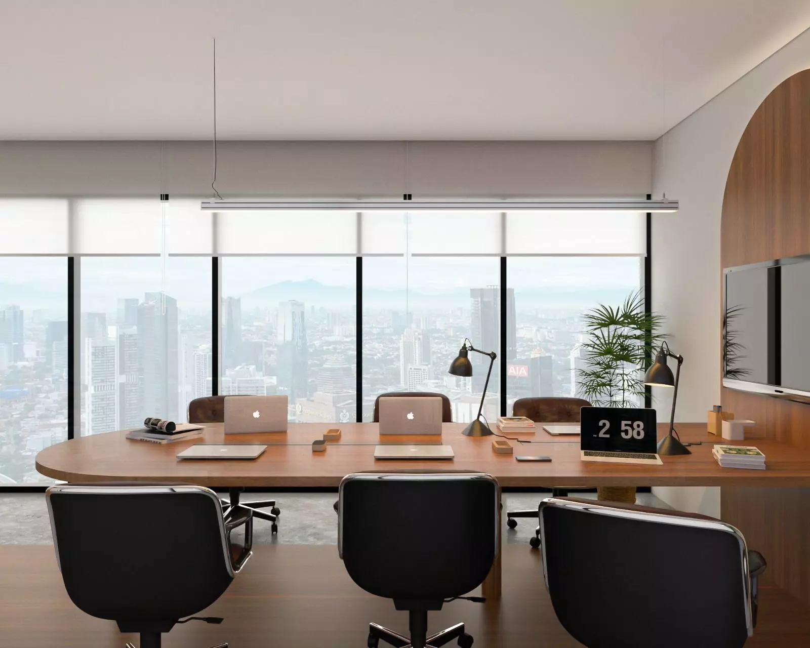 Modern Conference Room Interior SketchUp VRay Panoramic Scene Low-poly 3D model