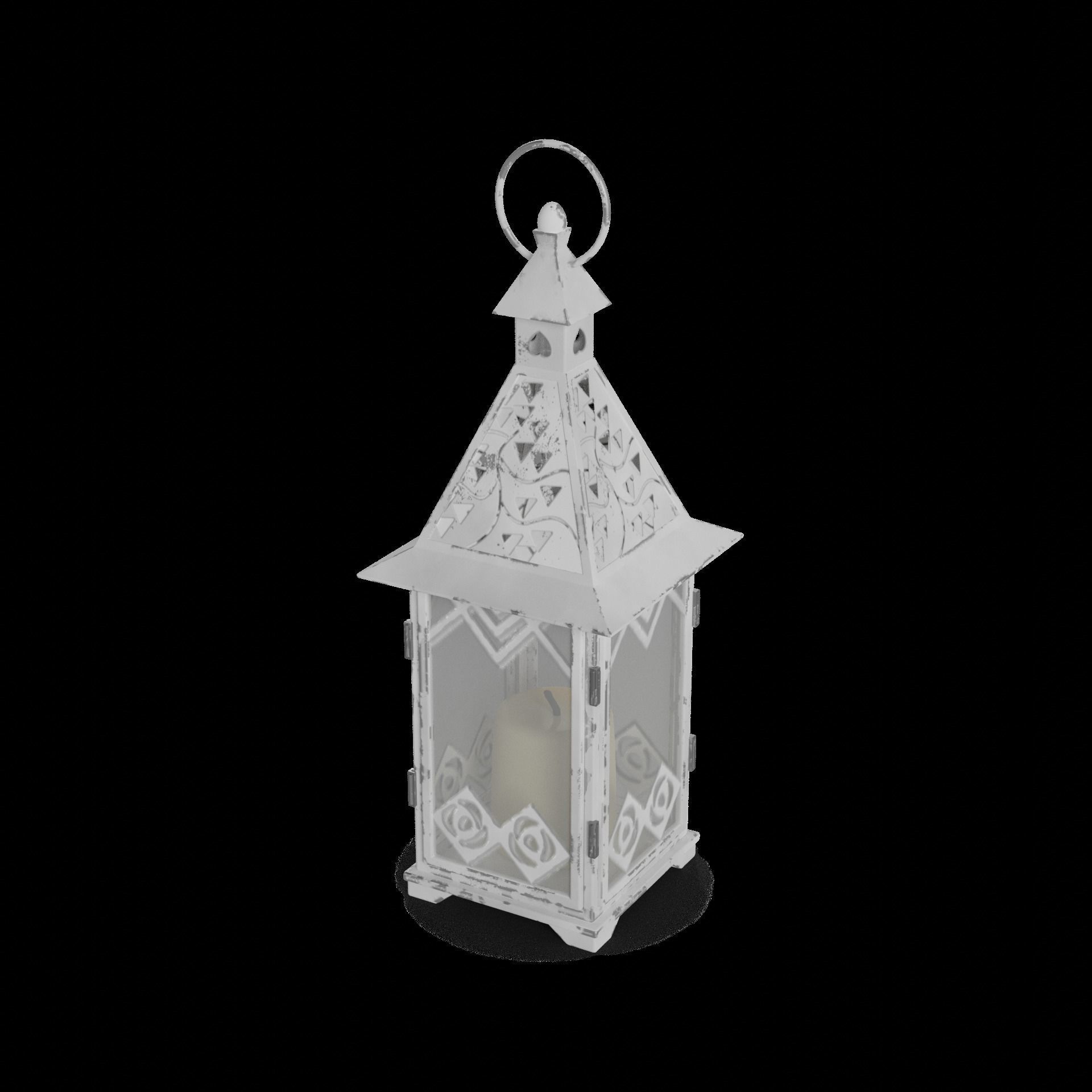 Candles and candleholders Candle Lantern Low-poly 3D model_1