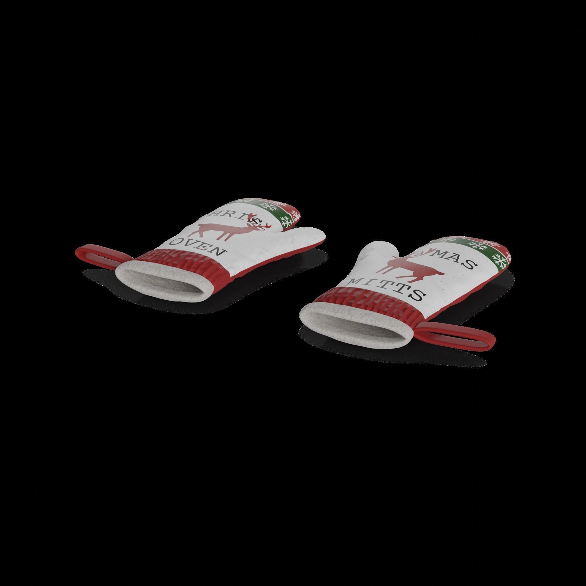 Festive accessories Christmas Oven Mitts 3D model_1