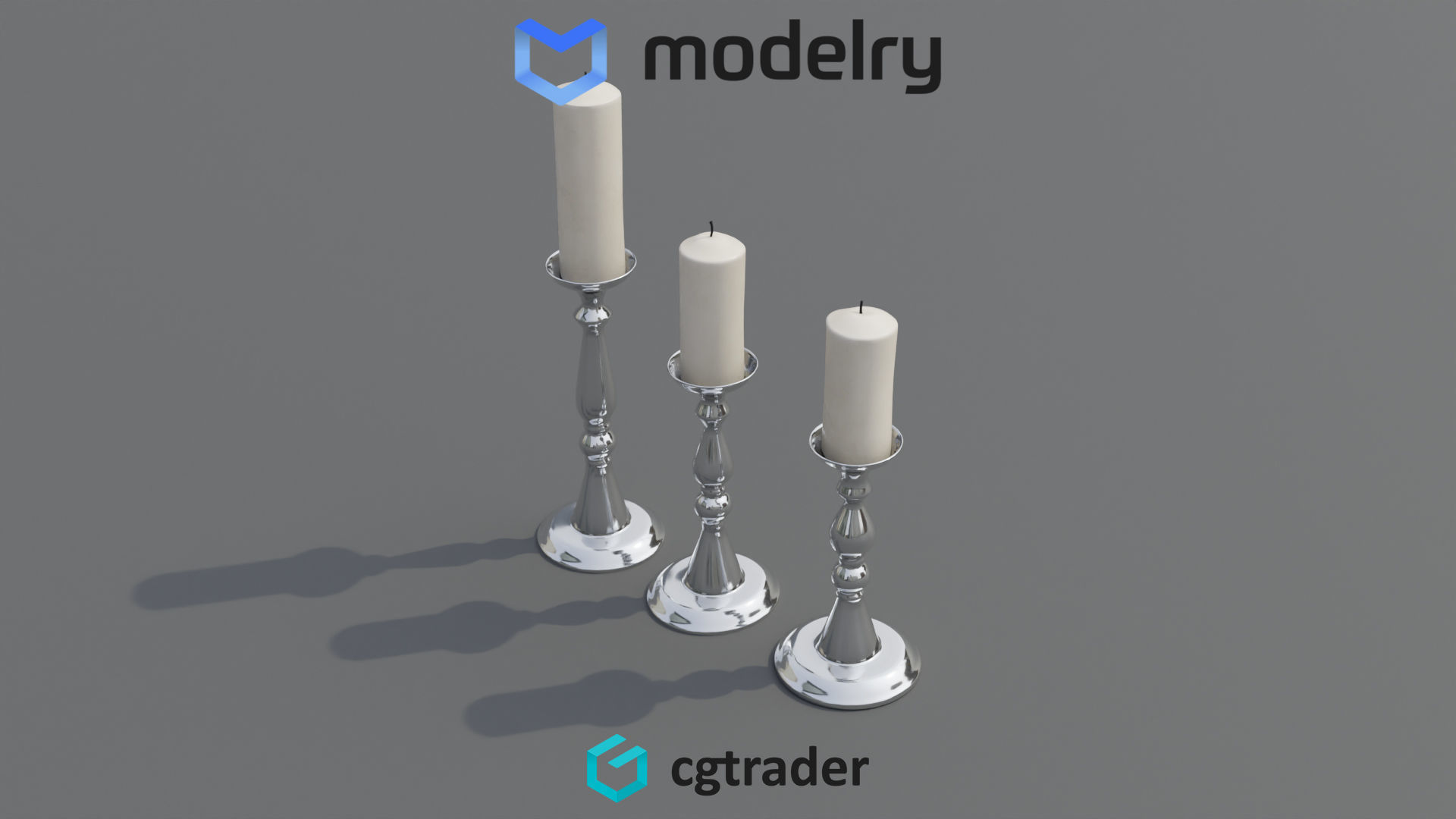 Candles and candleholders 3D model_1