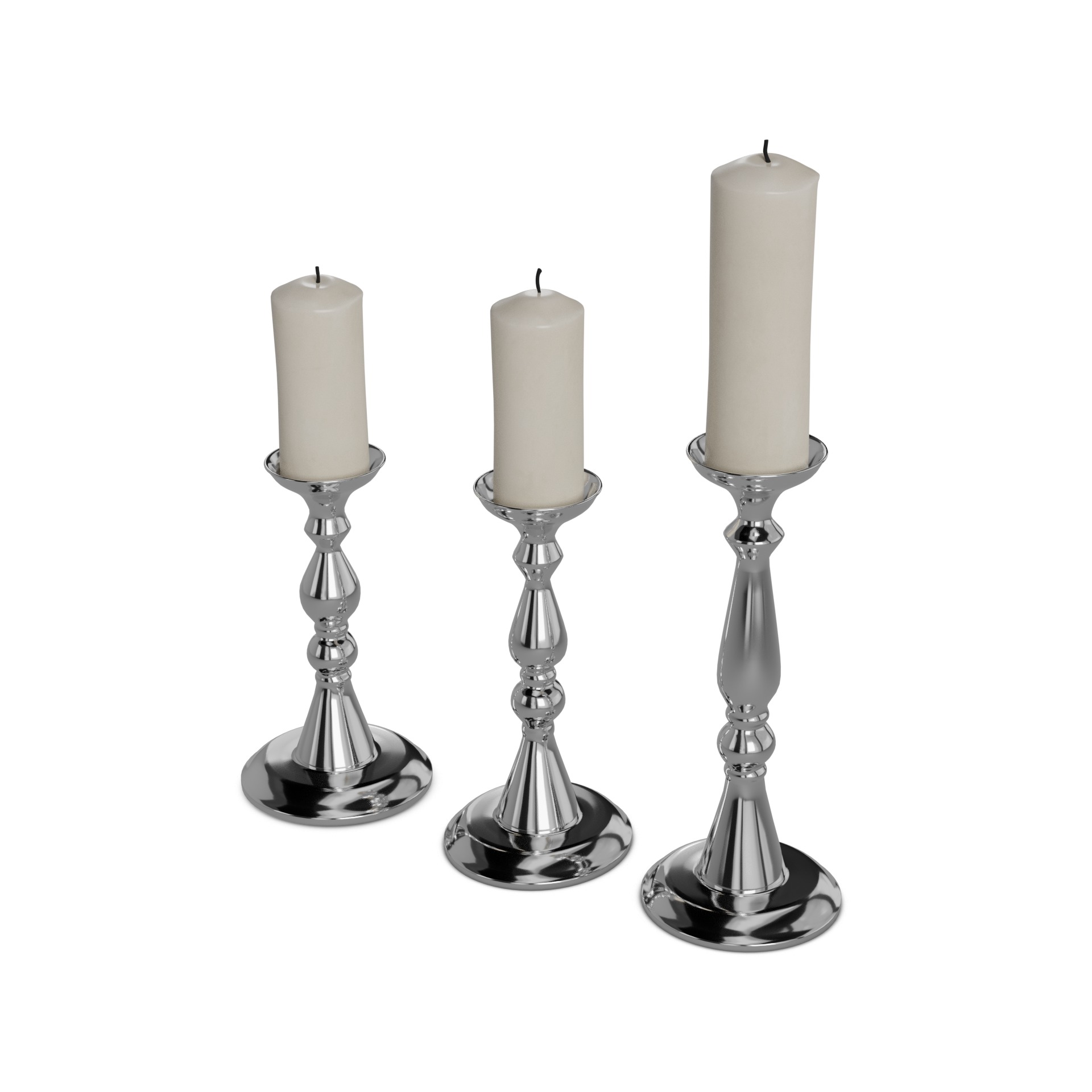 Candles and candleholders 3D model_2