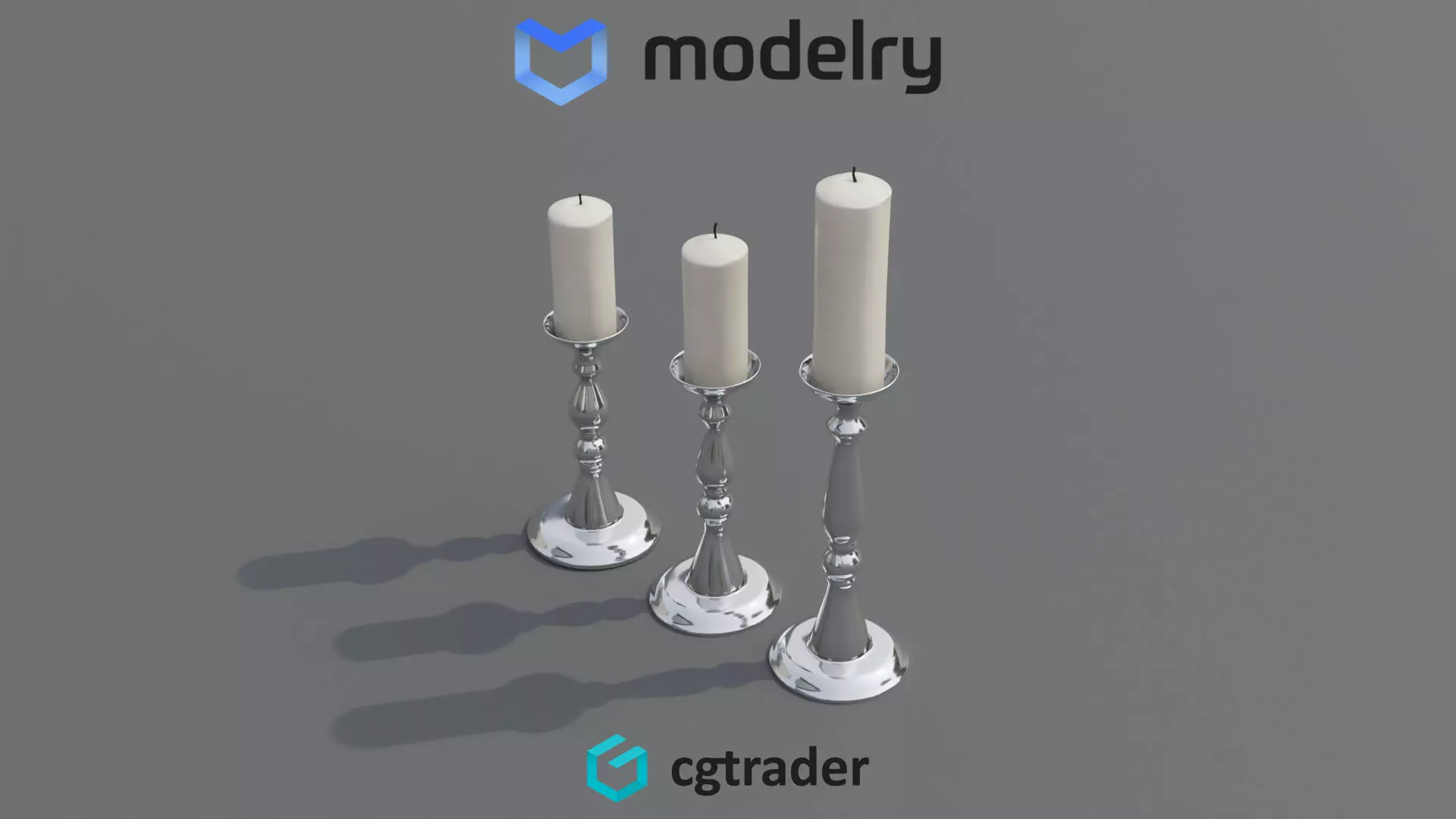 Candles and candleholders 3D model_0