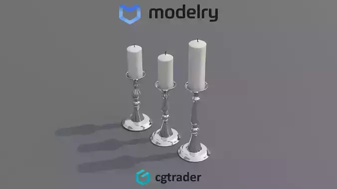 Candles and candleholders 3D model