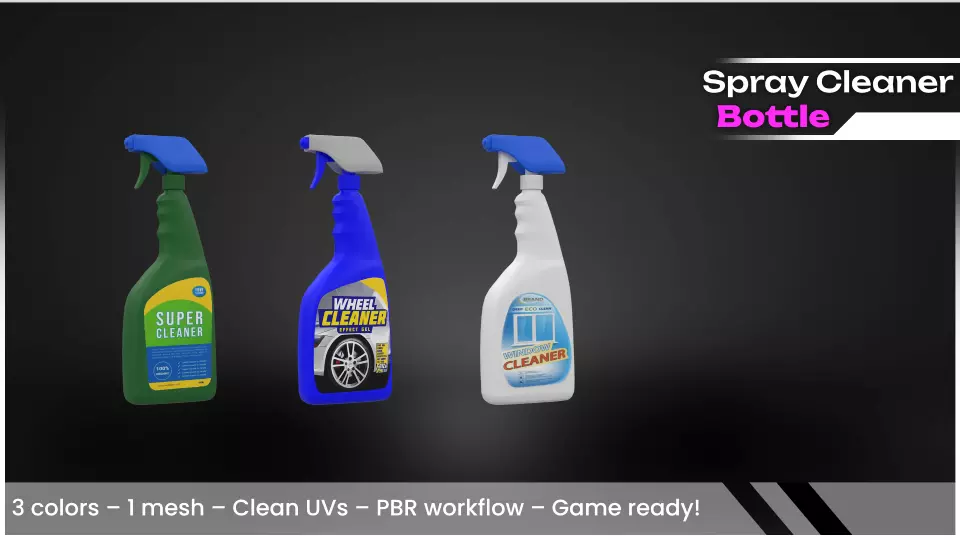 Spray Cleaner Bottle for Unreal and Game Ready Low-poly 3D model_0
