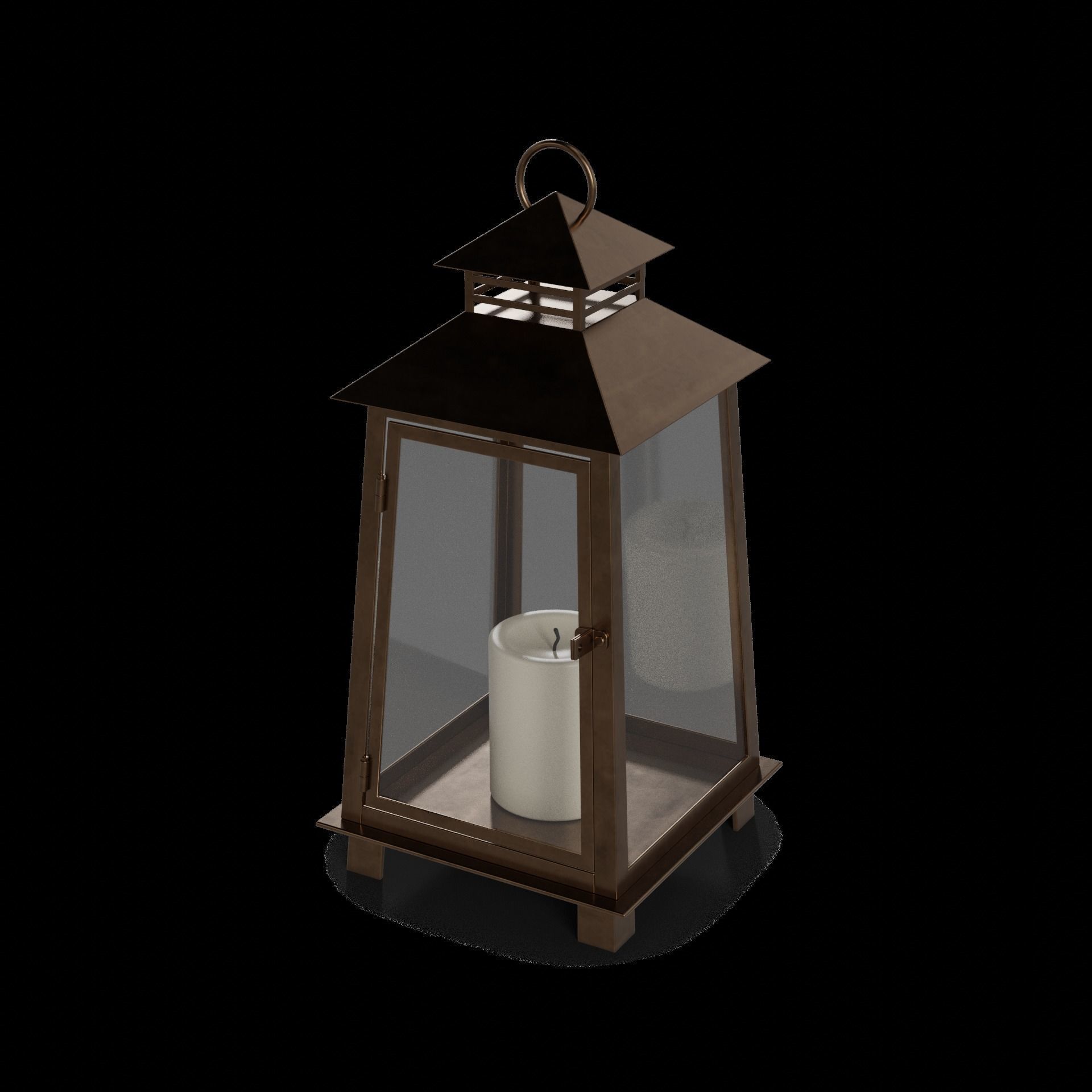 Candles and candleholders Candle Lantern Low-poly 3D model_1