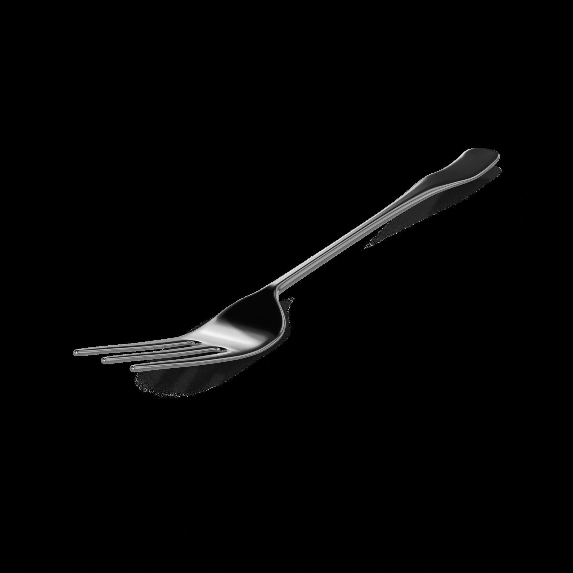 Cutlery Dessert Fork Low-poly 3D model_1