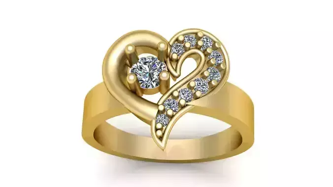 Women Fashion Diamond Heart Ring 3d Printable Model