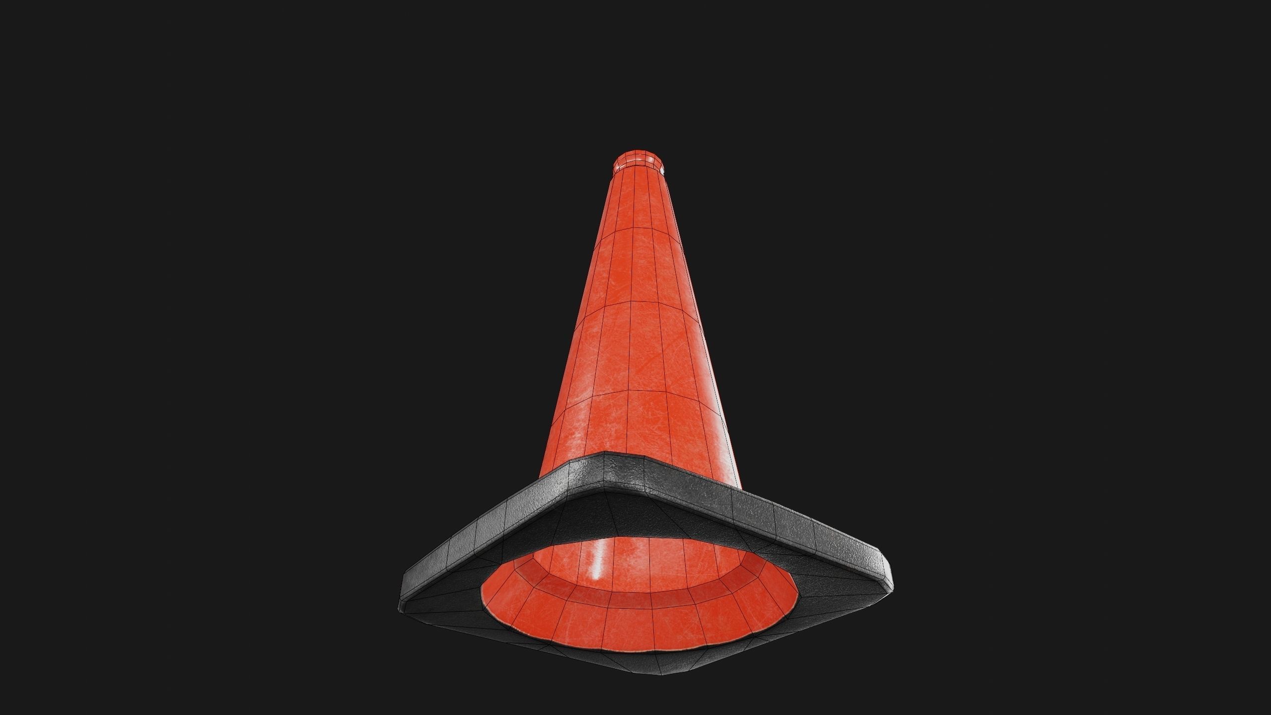 Traffic Cone PBR Game-Ready Low-poly 3D model_7