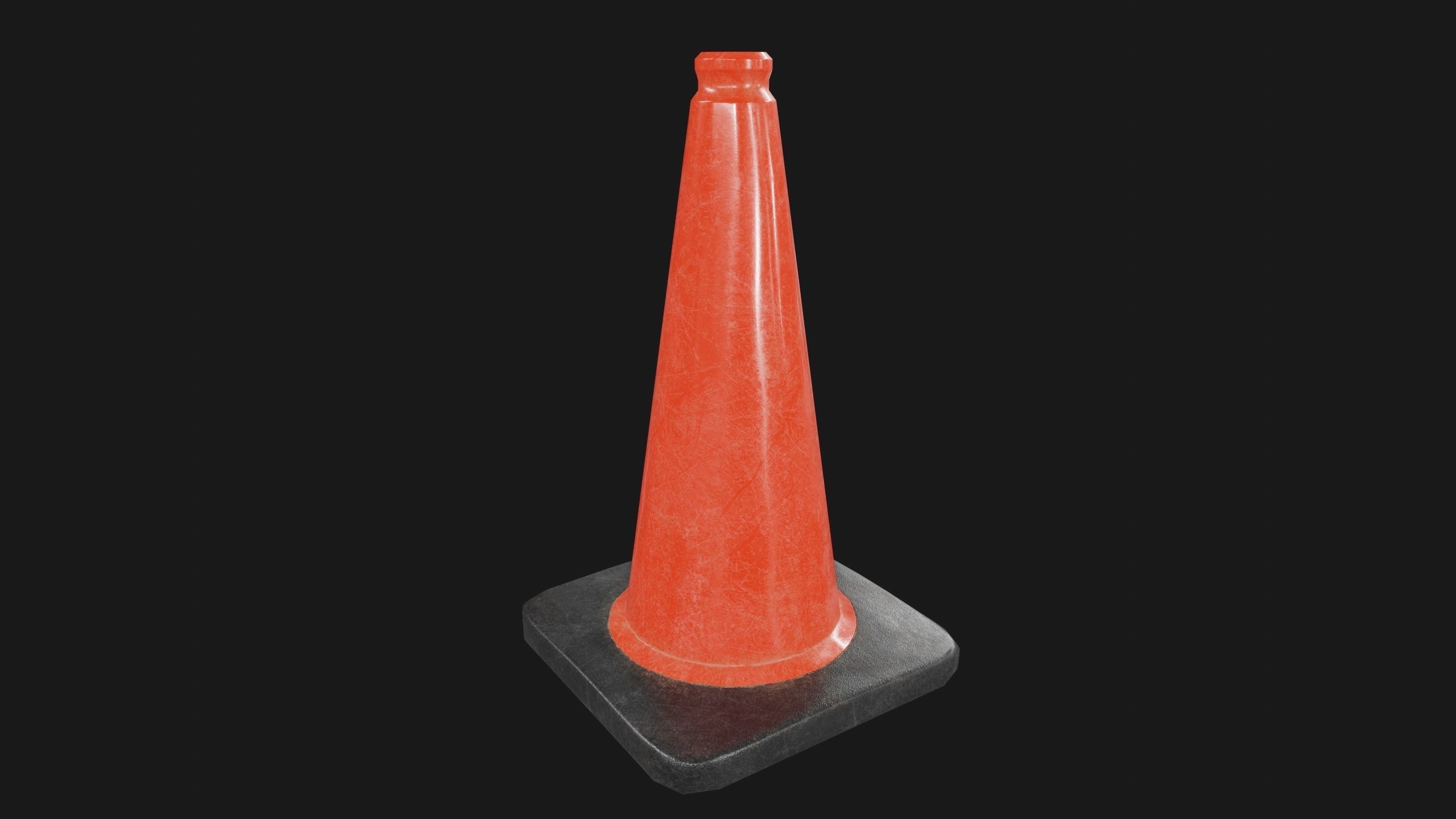 Traffic Cone PBR Game-Ready Low-poly 3D model_3