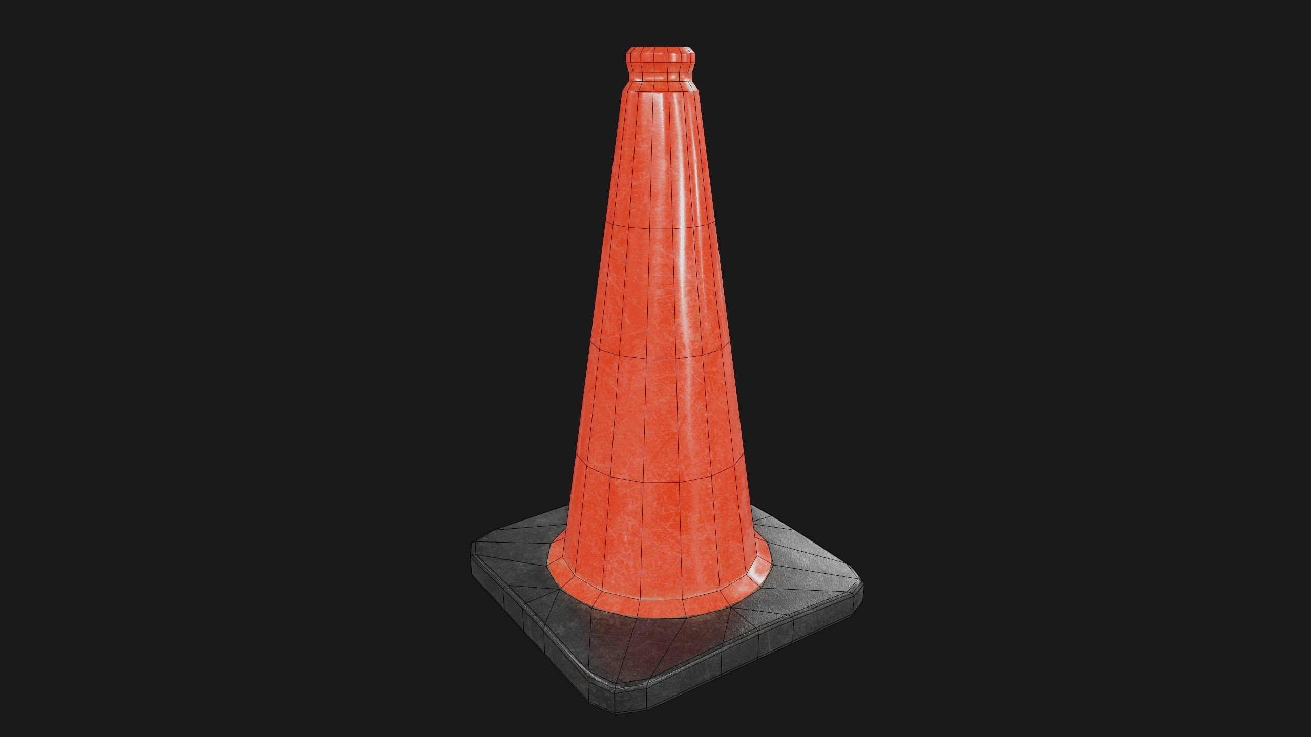 Traffic Cone PBR Game-Ready Low-poly 3D model_4