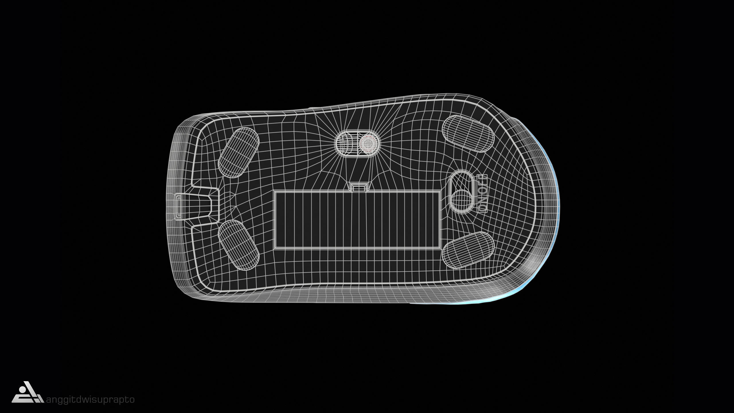 Electronic devices Wireless Mouse Black Blue Code 030 Low-poly 3D model_22