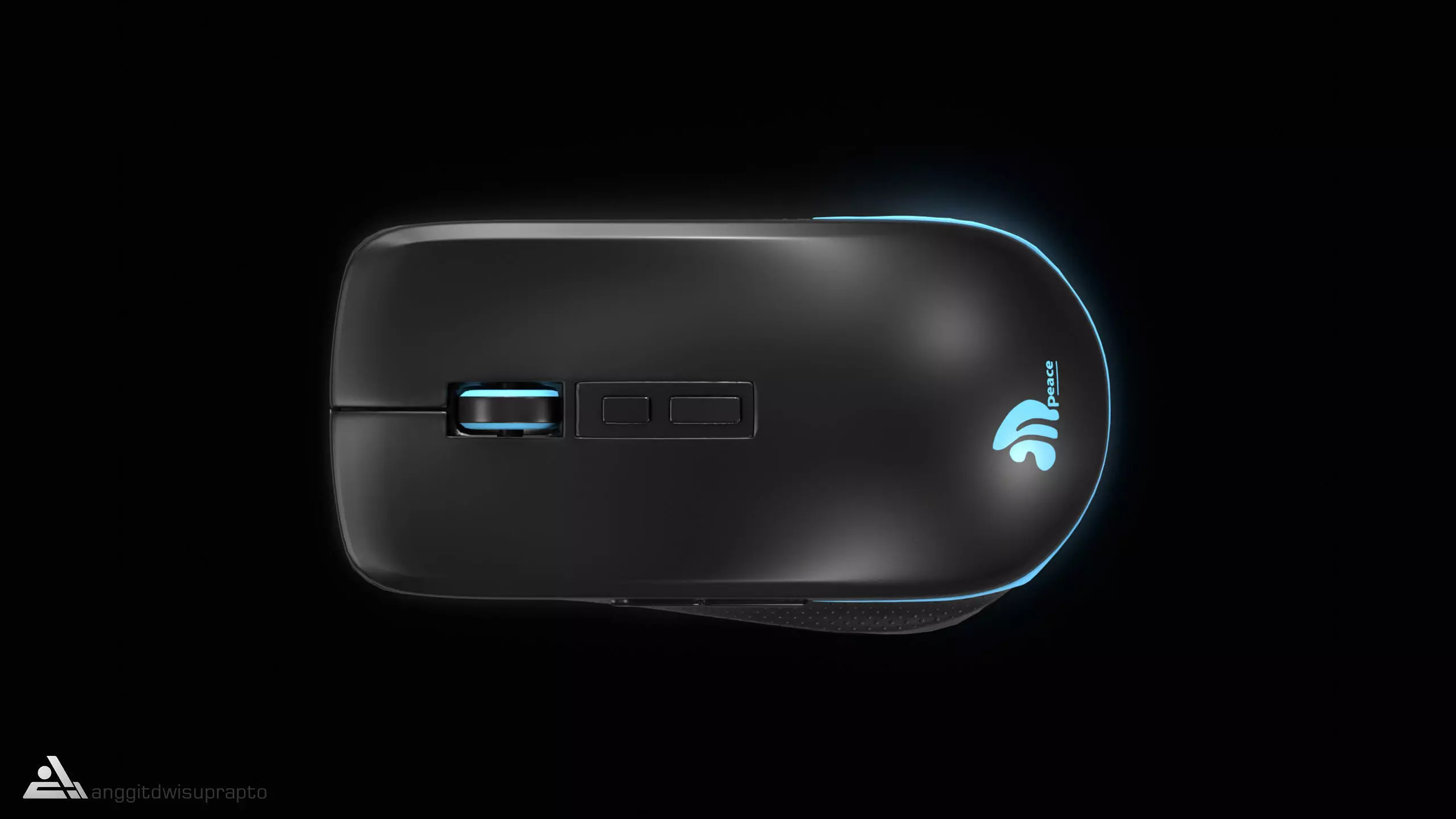 Electronic devices Wireless Mouse Black Blue Code 030 Low-poly 3D model_0