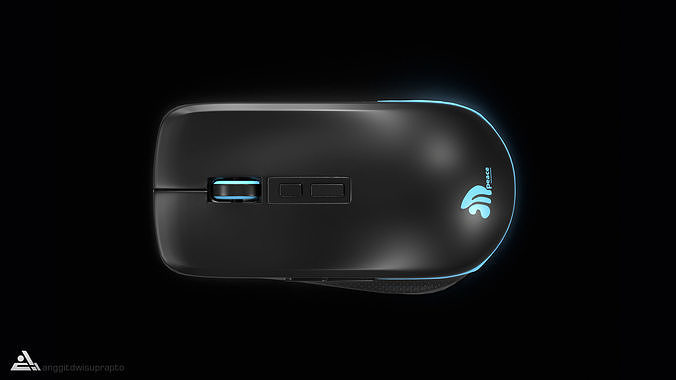 Electronic devices Wireless Mouse Black Blue Code 030 Low-poly 3D model