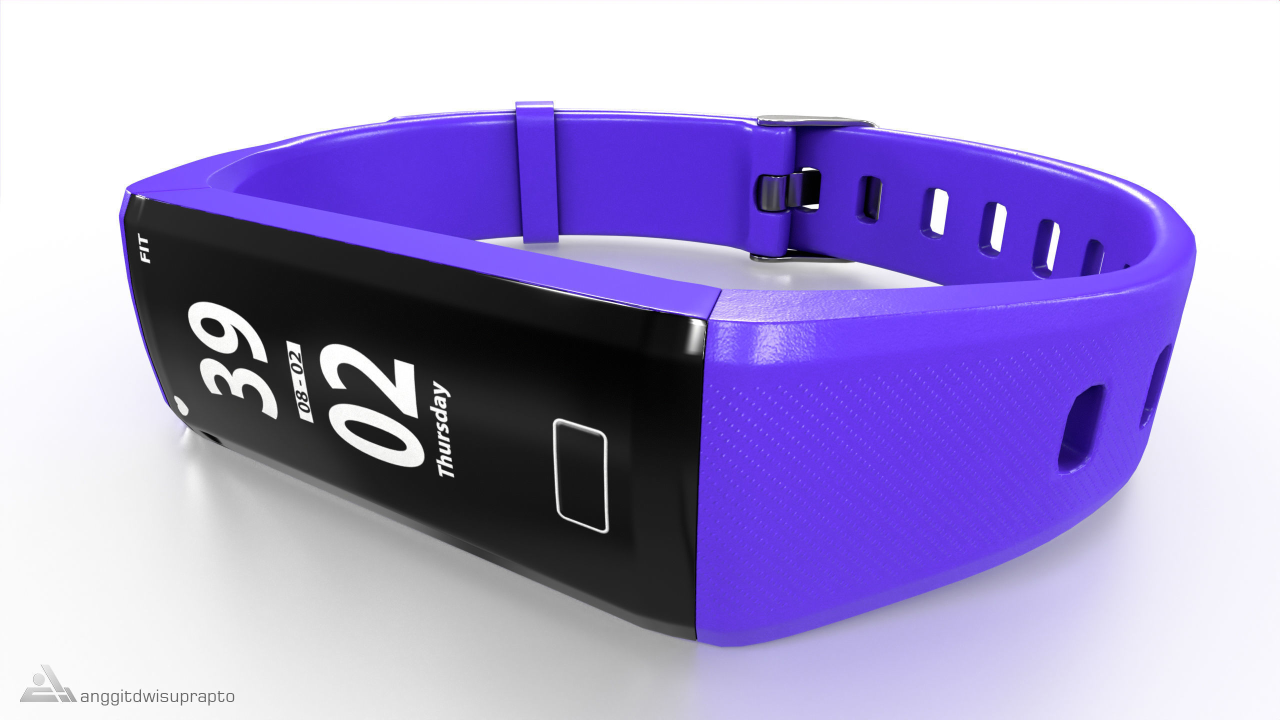 Personal electronic devices and accessories Fitness Tracker Low-poly 3D model_7