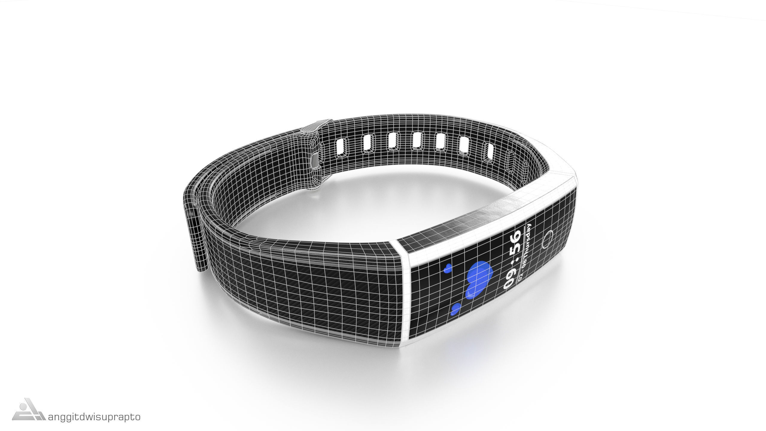 Personal electronic devices and accessories Fitness Tracker Low-poly 3D model_10