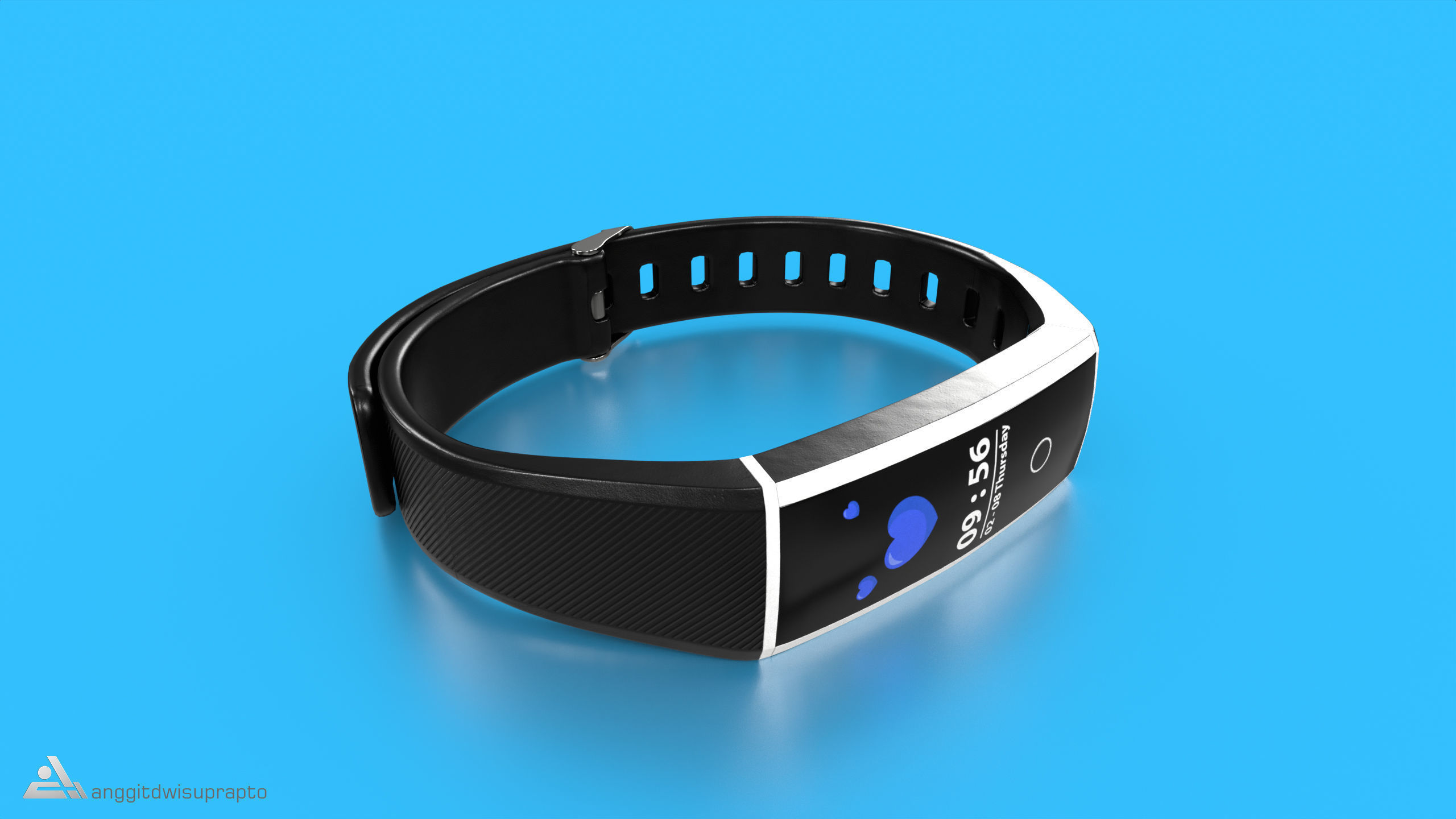 Personal electronic devices and accessories Fitness Tracker Low-poly 3D model_3