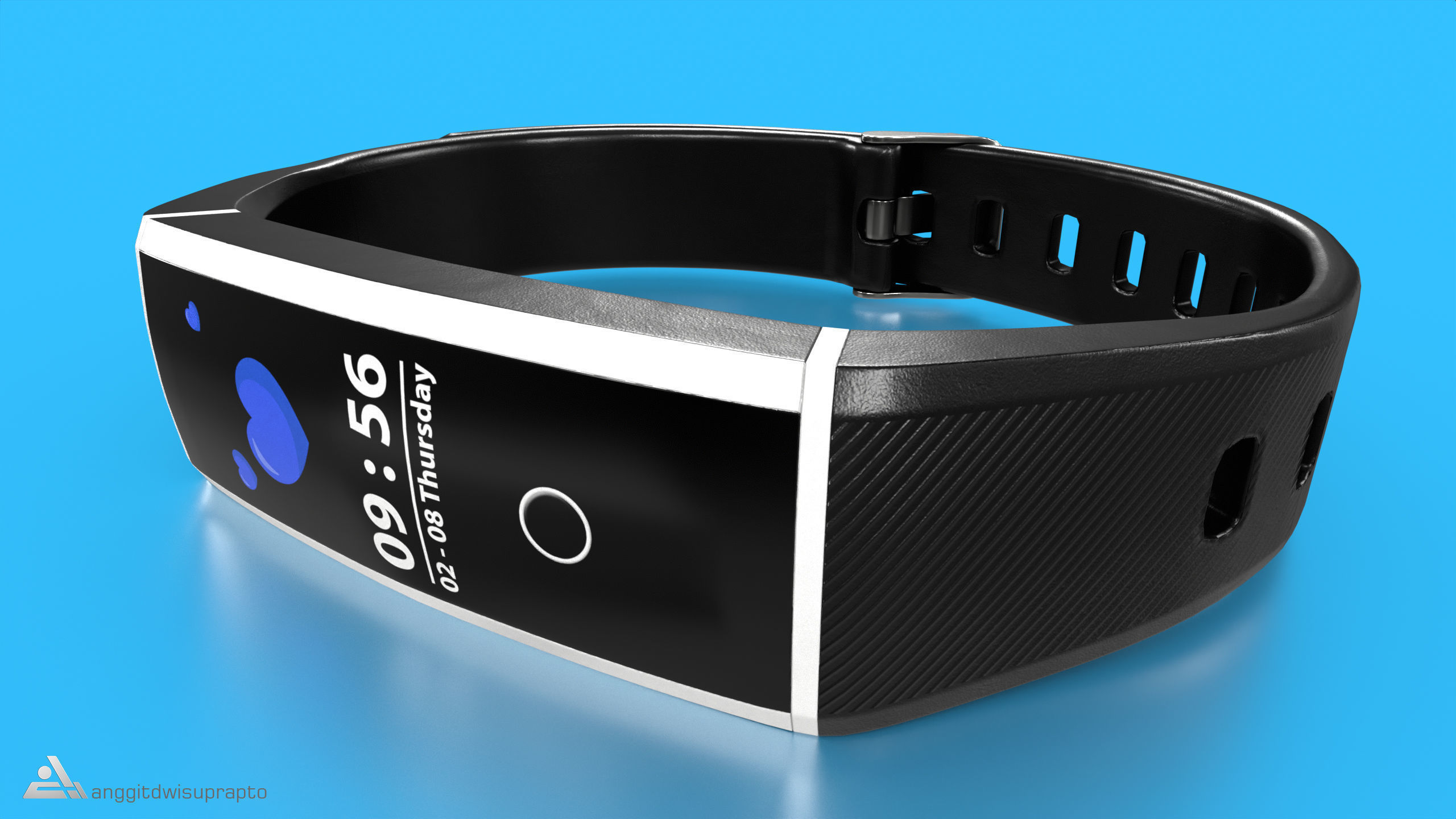 Personal electronic devices and accessories Fitness Tracker Low-poly 3D model_8