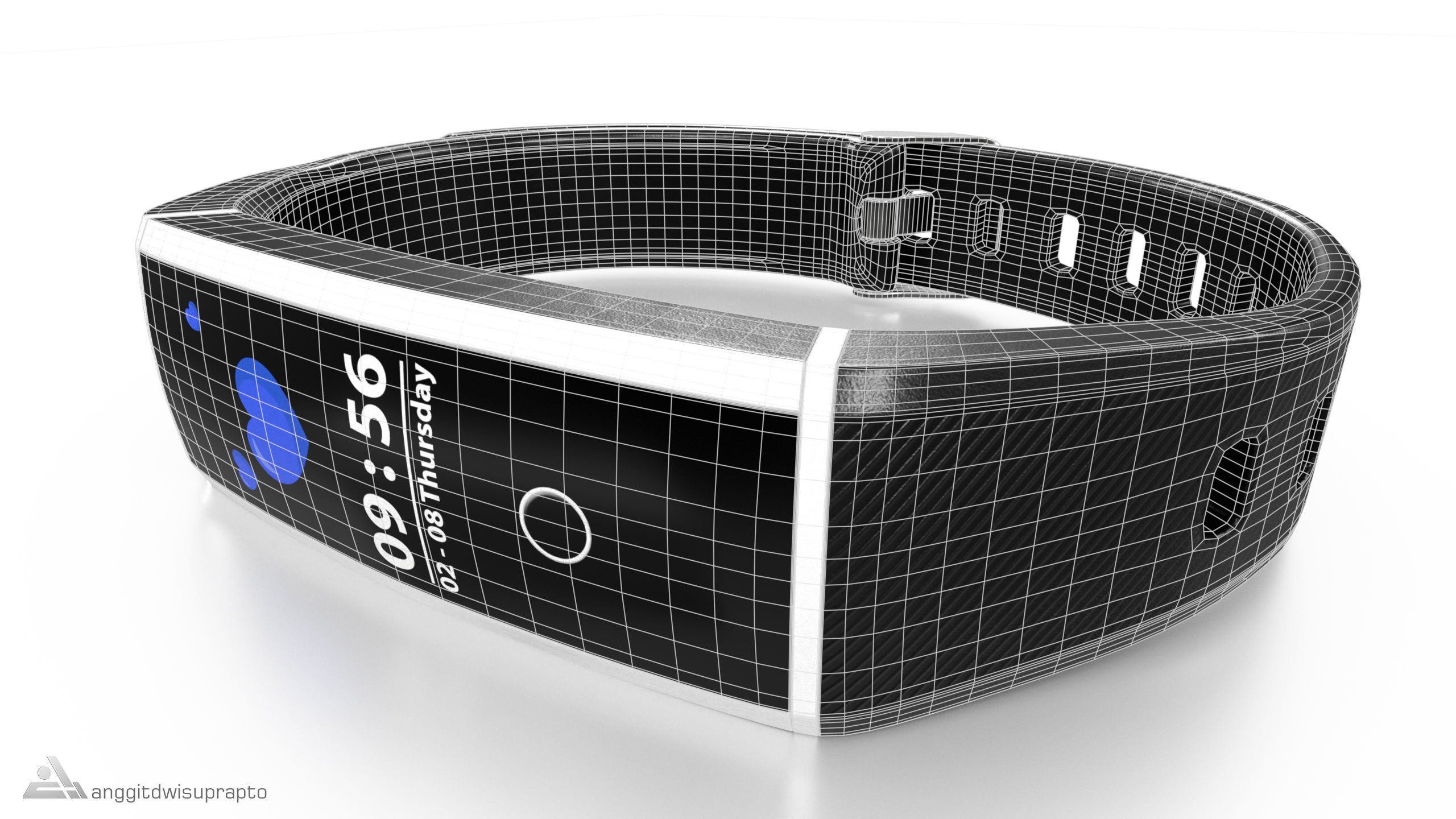 Personal electronic devices and accessories Fitness Tracker Low-poly 3D model_15