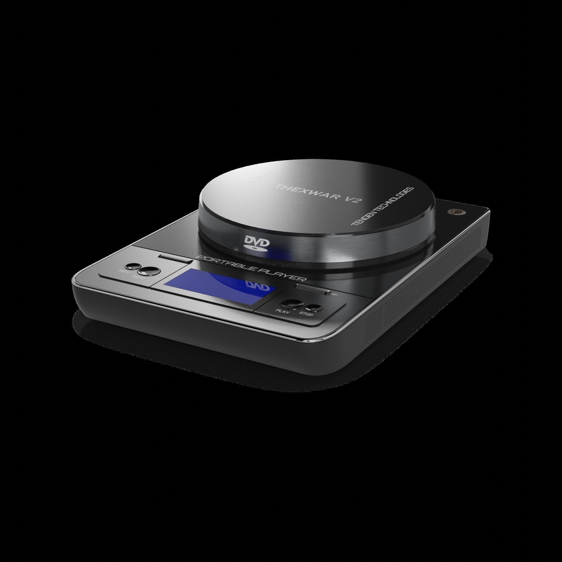 Electronic devices and accessories Portable DVD Player Low-poly 3D model_1