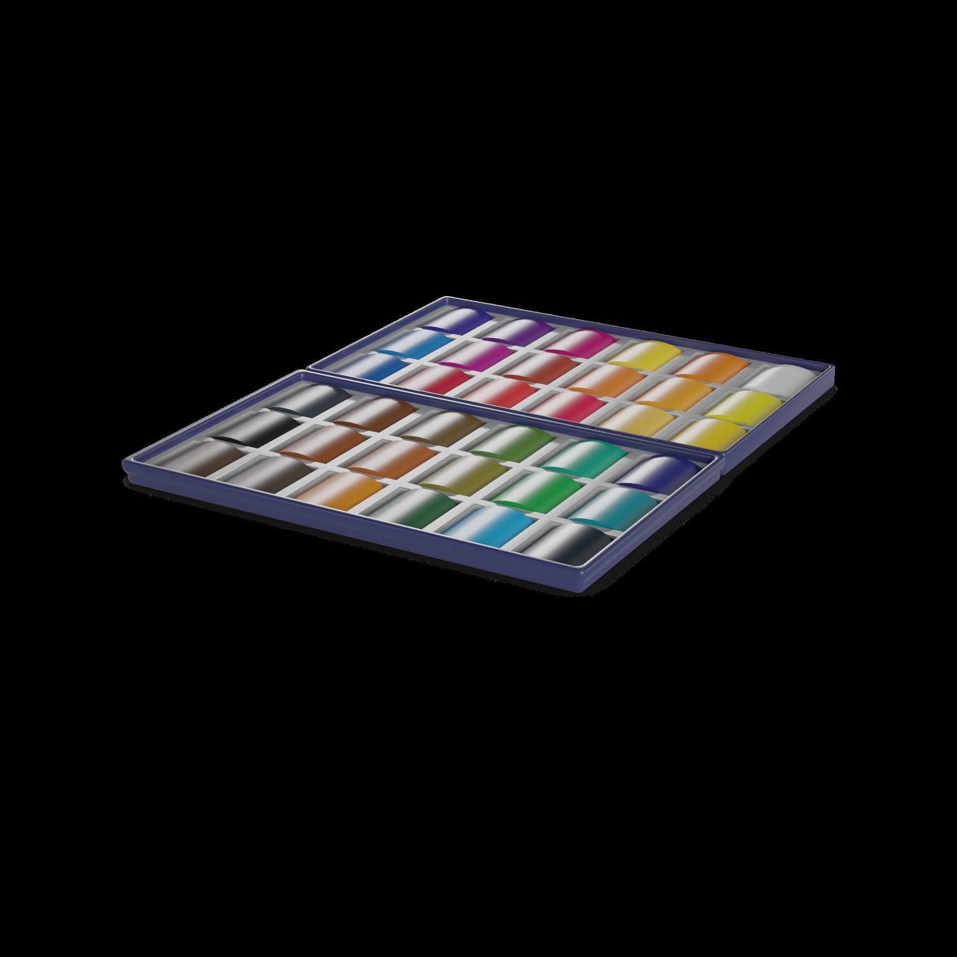 Art and drawing supplies Oil Pastel Set Low-poly 3D model_1