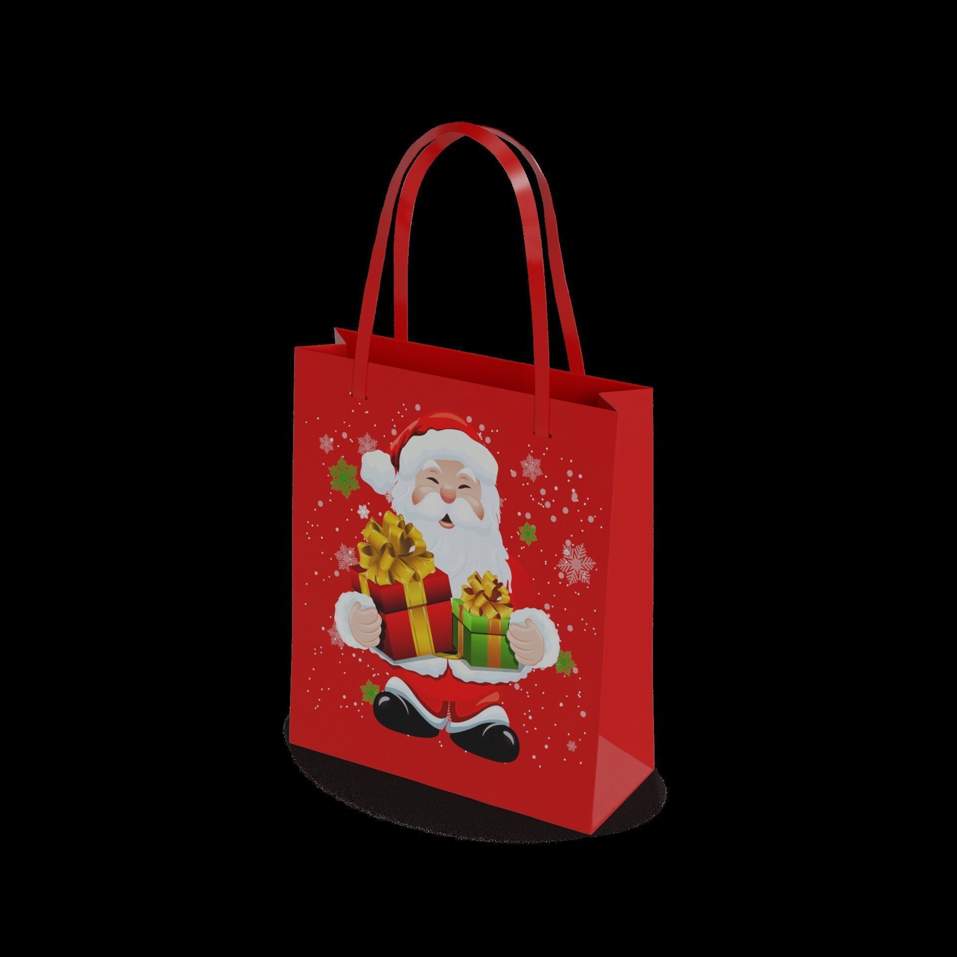 Gift Packaging Christmas Gift Bag Low-poly 3D model_1