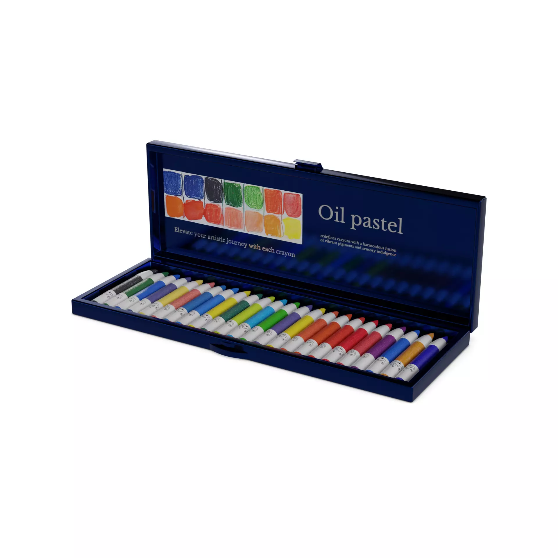 Art and drawing supplies Oil Pastels Low-poly 3D model_0
