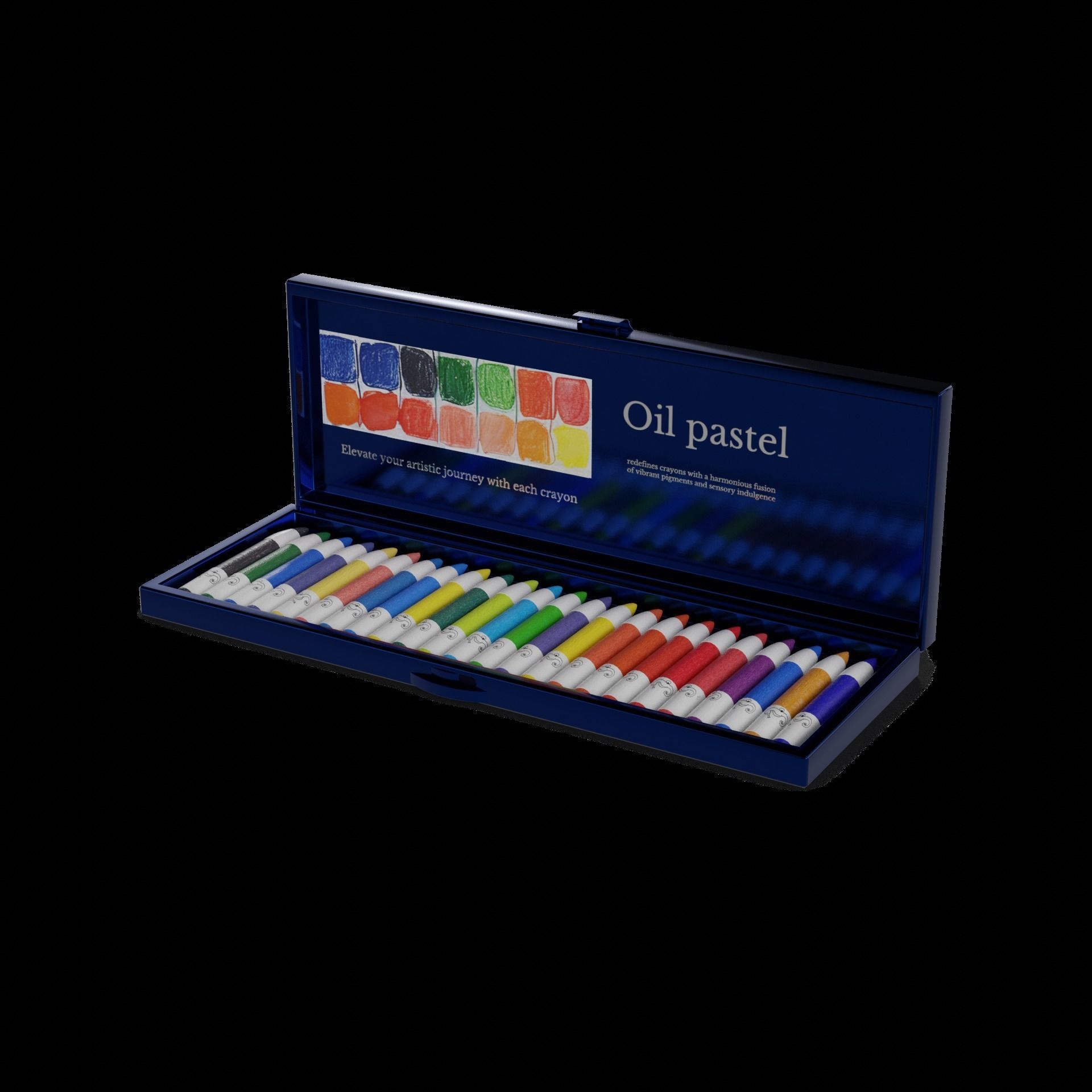 Art and drawing supplies Oil Pastels Low-poly 3D model_1
