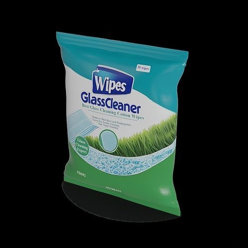 Car cleaning Glass Cleaner Wipes Low-poly 3D model 2