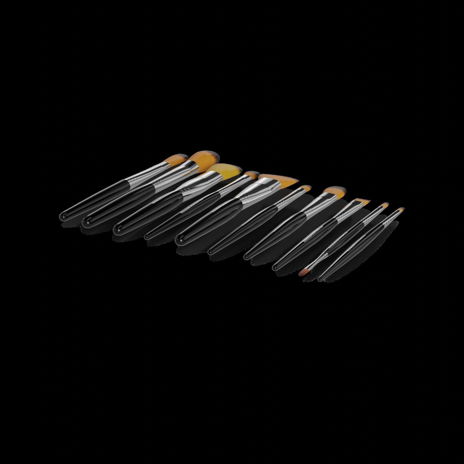 Art and drawing supplies Watercolor Brush Set Low-poly 3D model_1