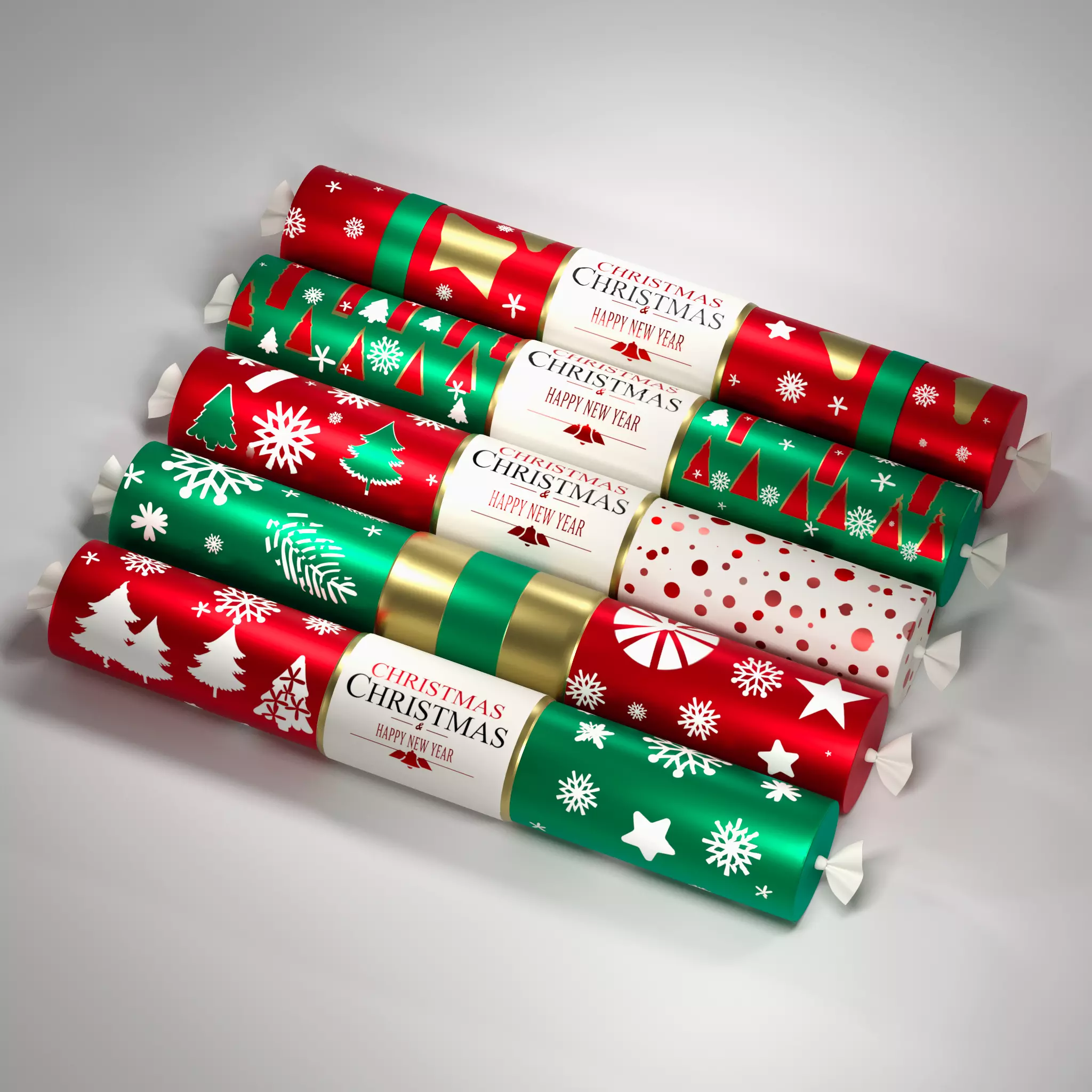 Christmas decorations Christmas Crackers Low-poly 3D model_0