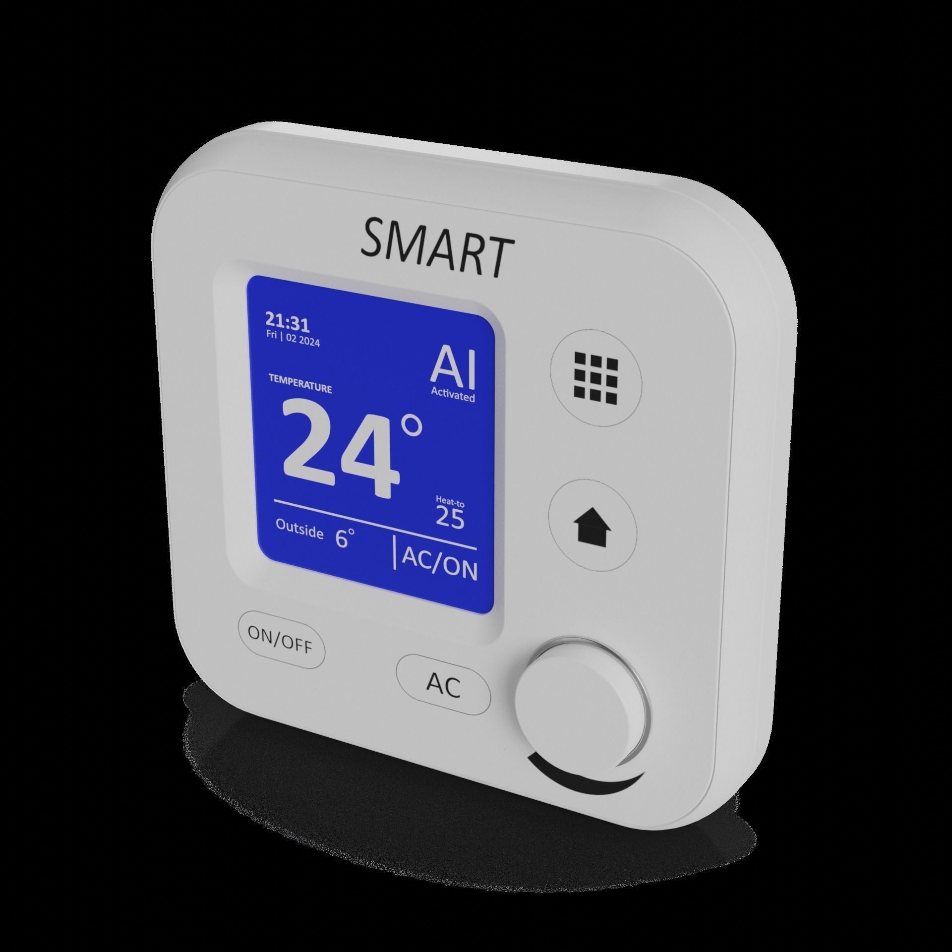 Electronic devices and accessories Smart Thermostat Low-poly 3D model_1