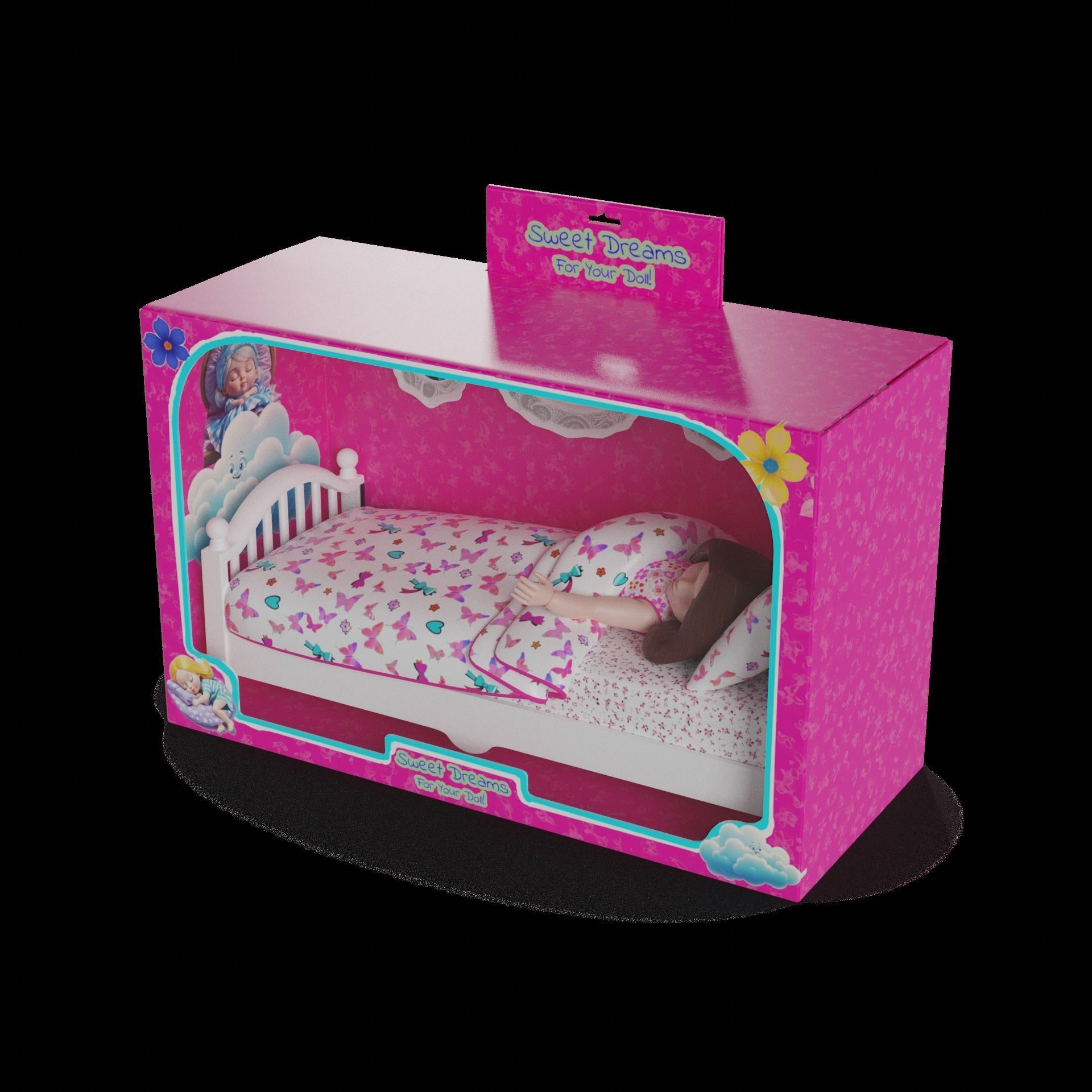 Dolls and their accessories Doll Bed 3D model_1