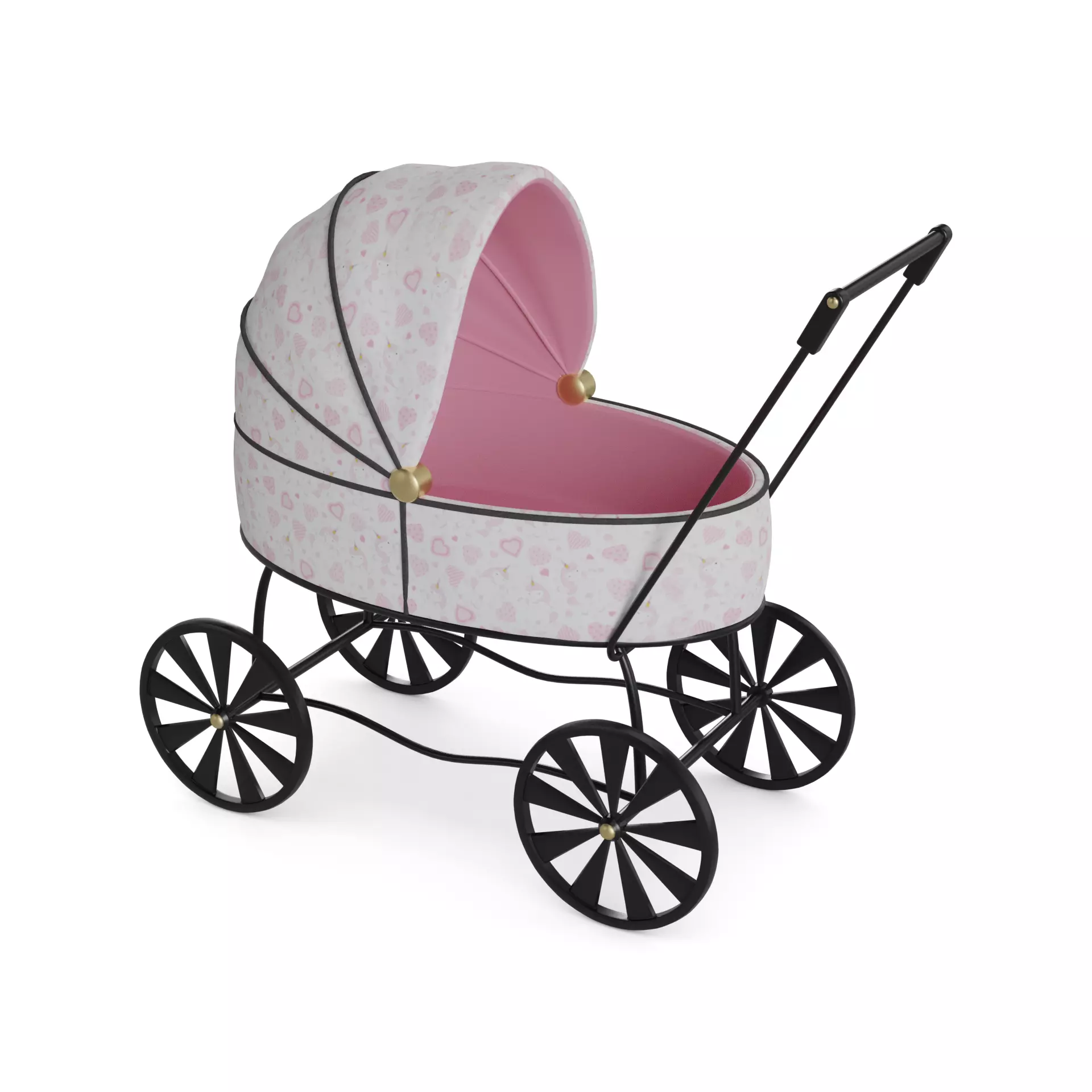 Dolls and their accessories Doll Carriage 3D model_0