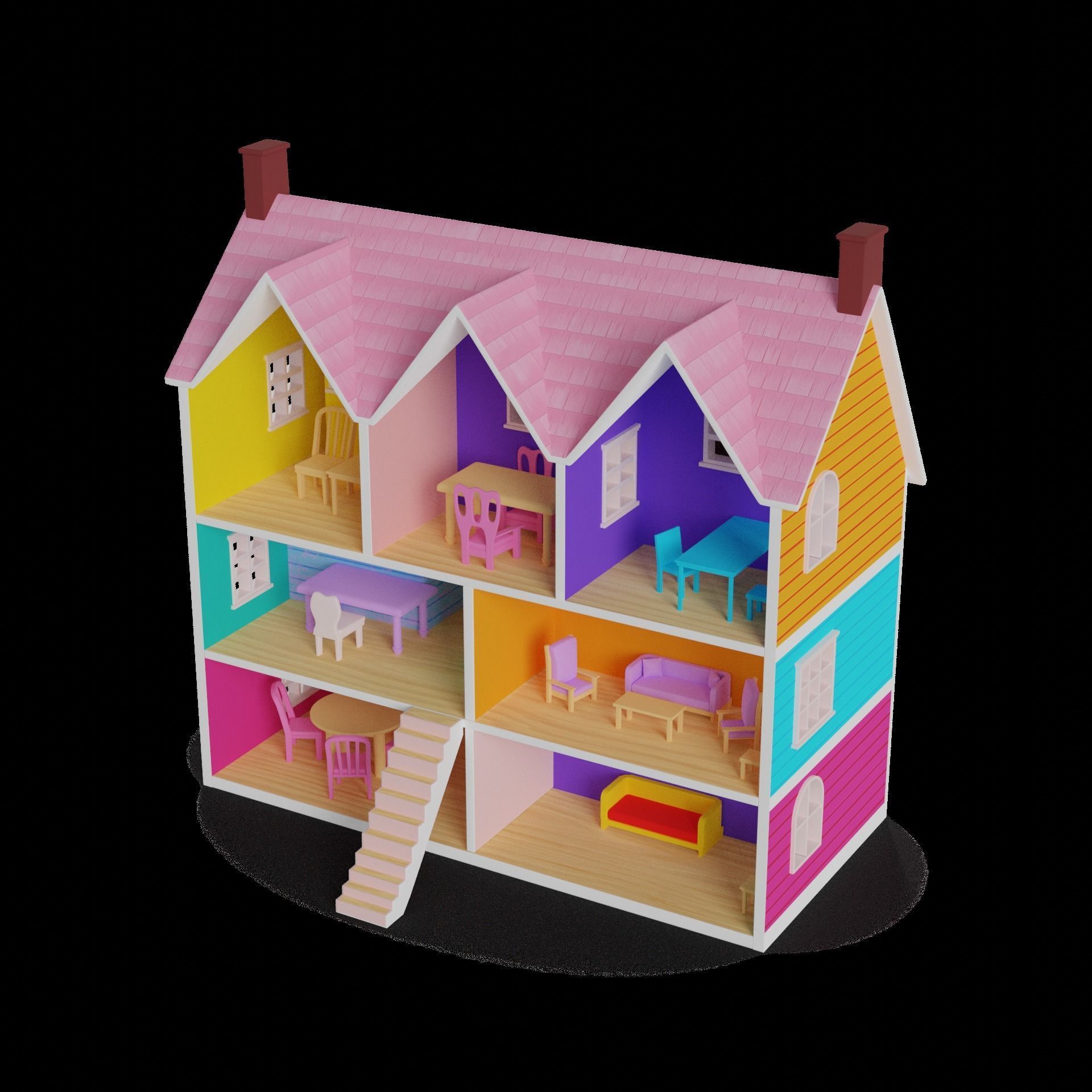 Dolls and their accessories Dollhouse 3D model_1
