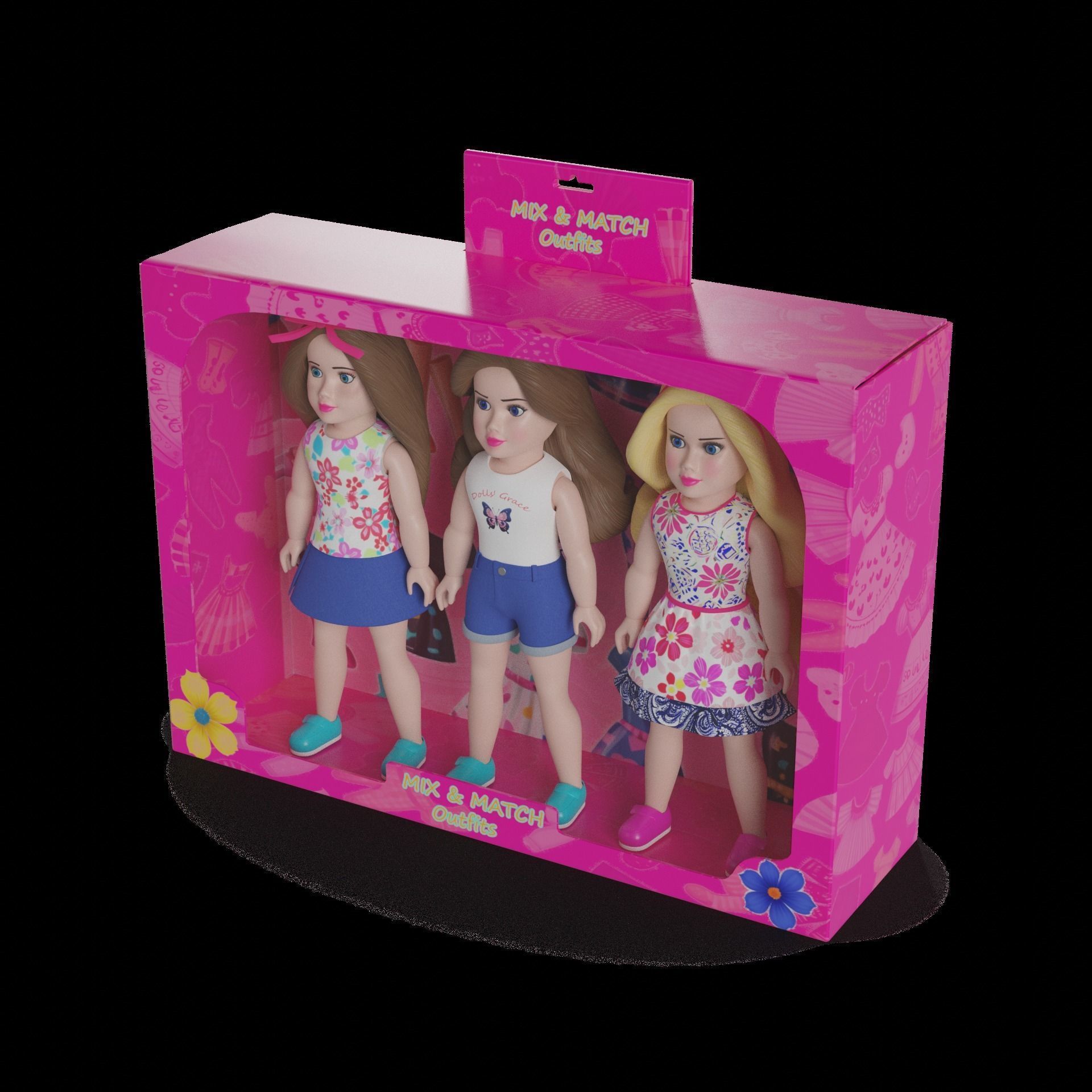 Dolls and their accessories Doll Clothes Set 3D model_1