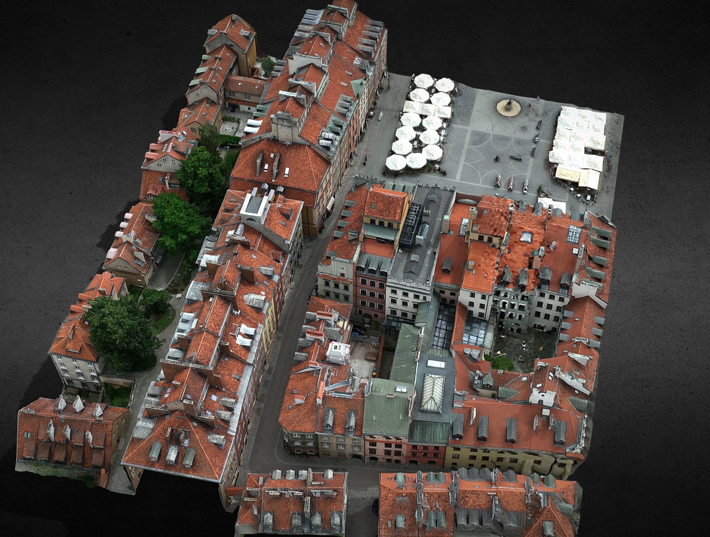 old town buidlings drone air photogrammetry 3D model_2